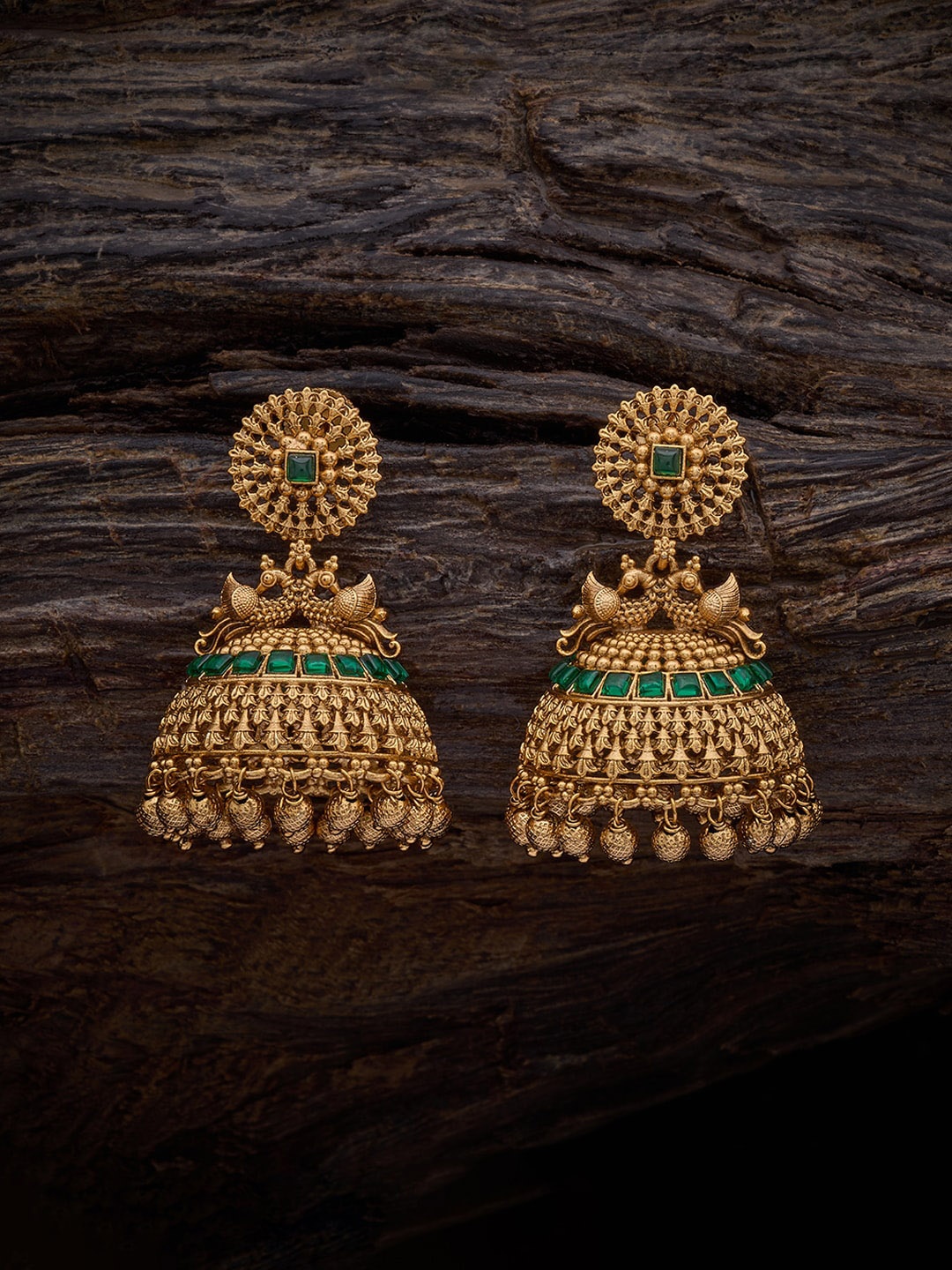 

Kushal's Fashion Jewellery Gold-Plated Dome Shaped Jhumkas Earrings