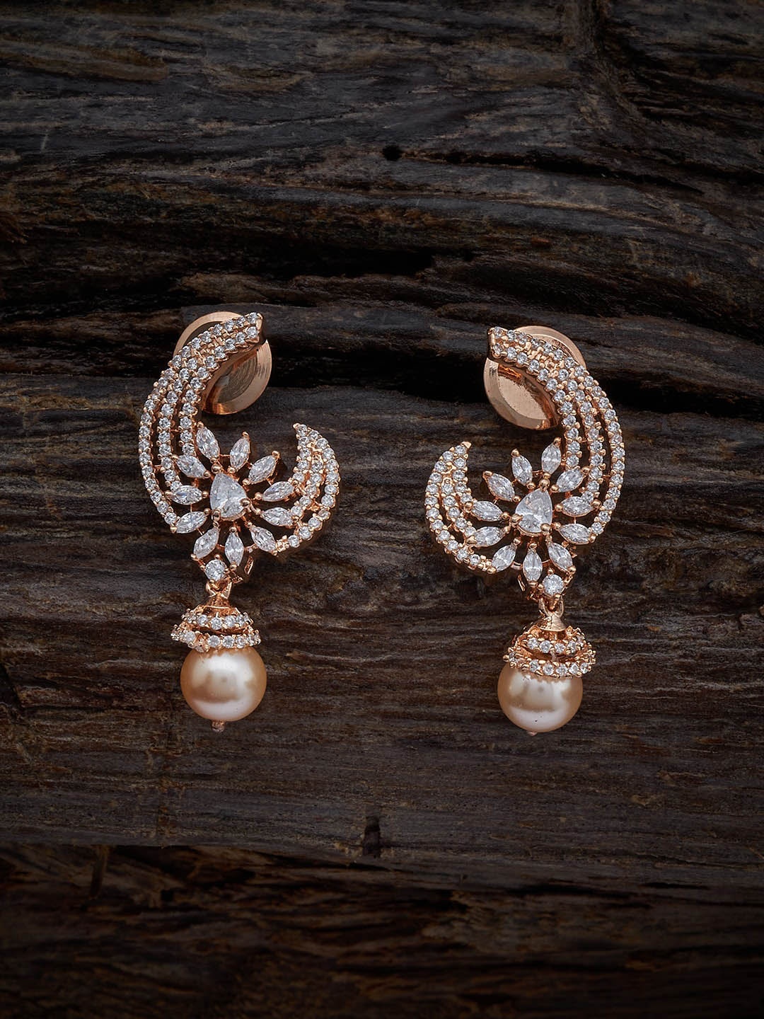 

Kushal's Fashion Jewellery Rose Gold-Plated Contemporary Drop Earrings, White