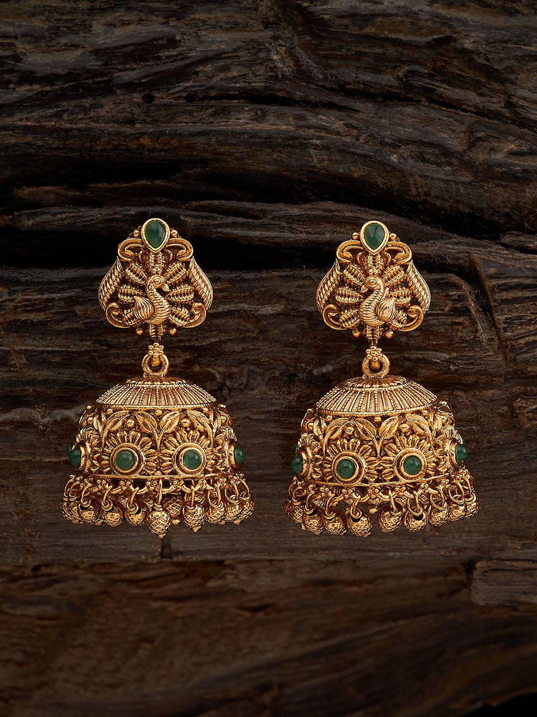 

Kushal's Fashion Jewellery Gold-Plated Stones Studded Dome Shaped Jhumkas