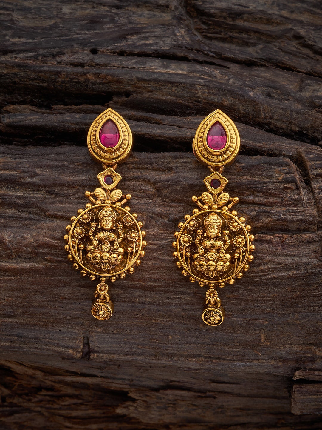 

Kushal's Fashion Jewellery Gold-Plated Contemporary Drop Earrings, Red