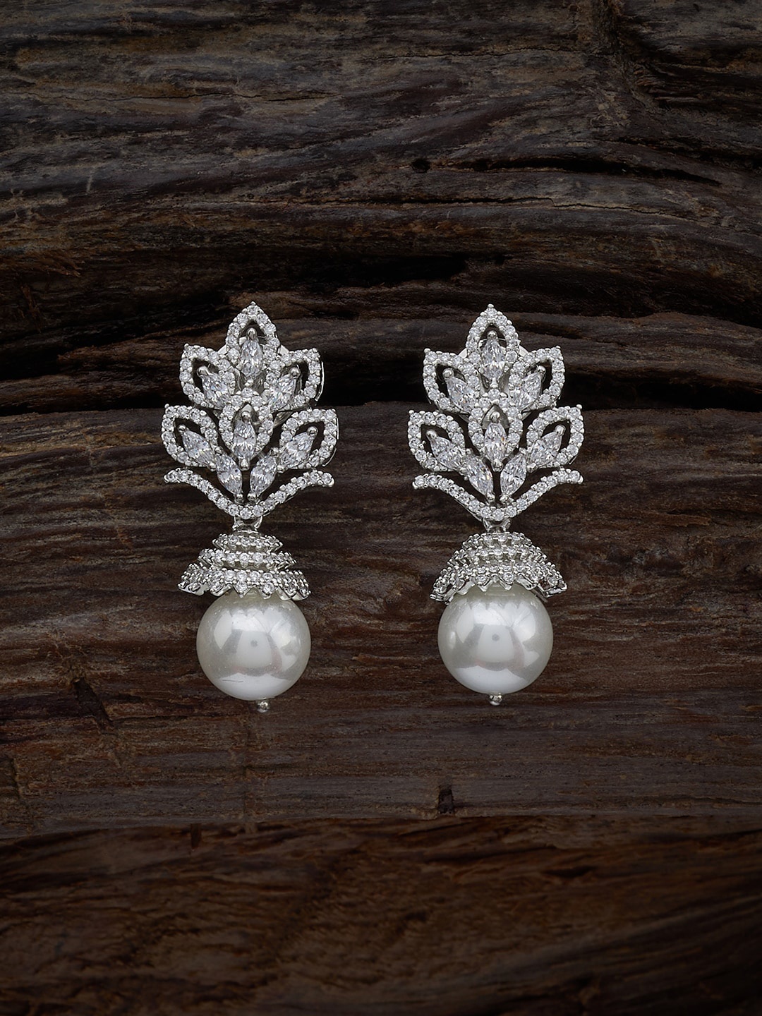 

Kushal's Fashion Jewellery Rhodium-Plated Contemporary Drop Earrings, White