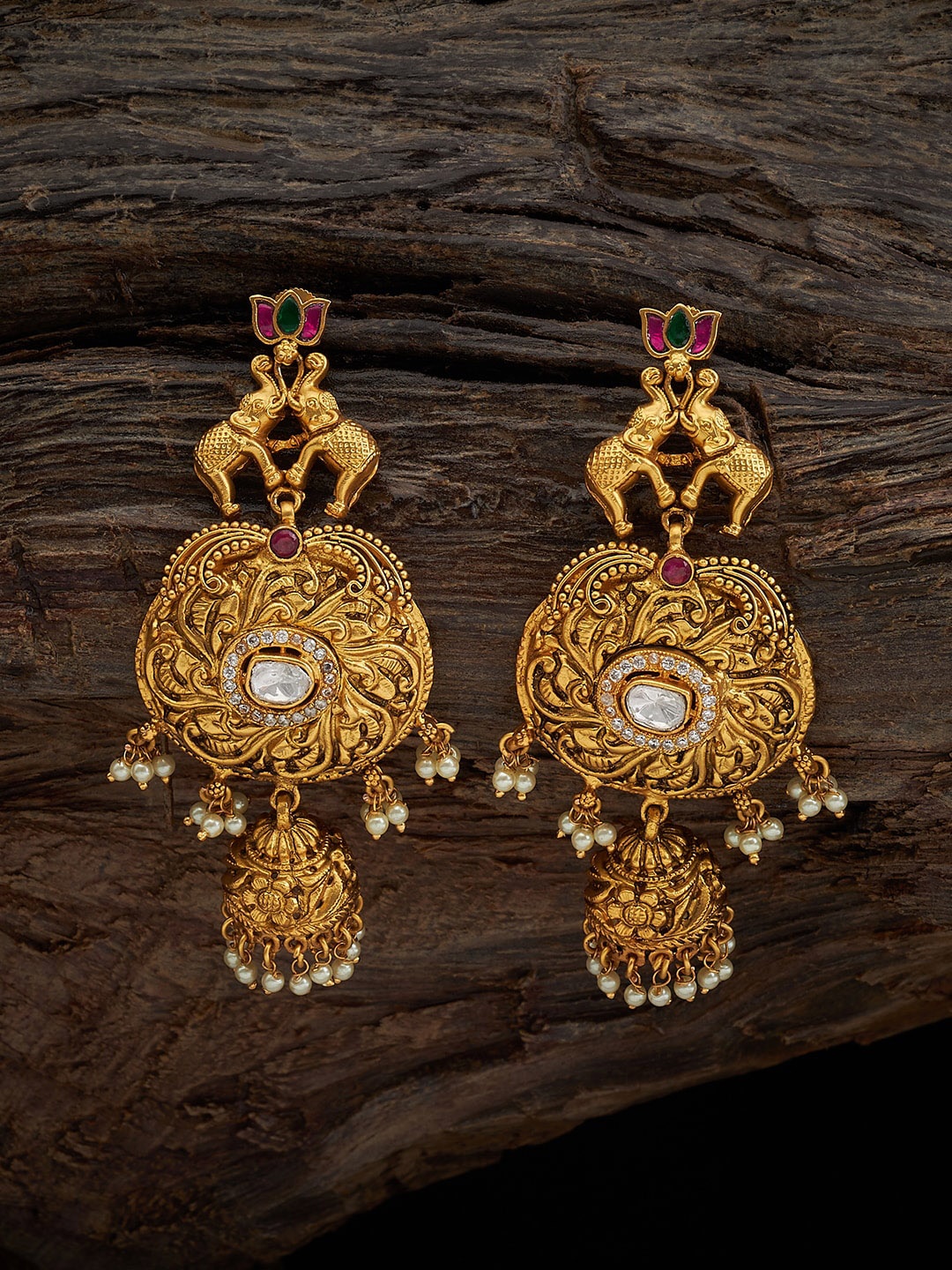 

Kushal's Fashion Jewellery Gold-Plated Contemporary Drop Earrings, Red