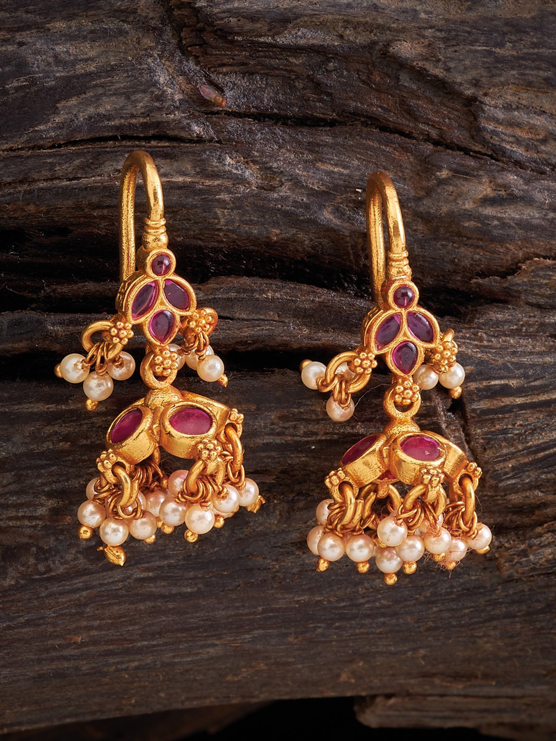 

Kushal's Fashion Jewellery Gold-Plated 92.5 Pure Silver Dome Shaped Drop Earrings