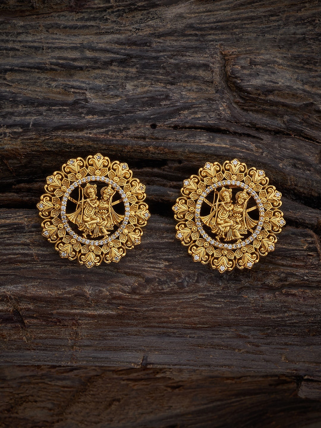 

Kushal's Fashion Jewellery 92.5 Pure Silver Gold Plated Stud Earrings, White