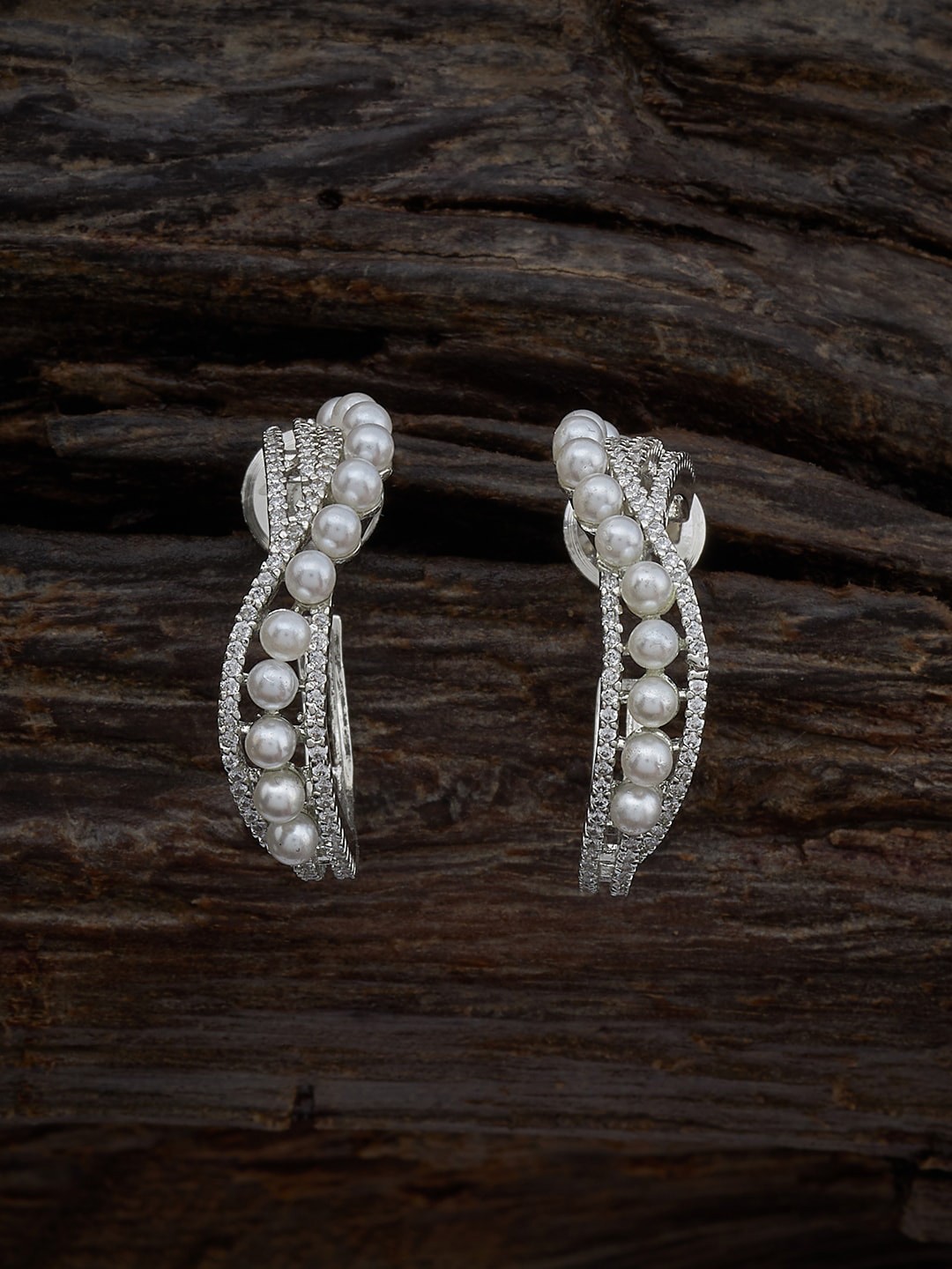 

Kushal's Fashion Jewellery Rhodium-Plated Circular Hoop Earrings, White