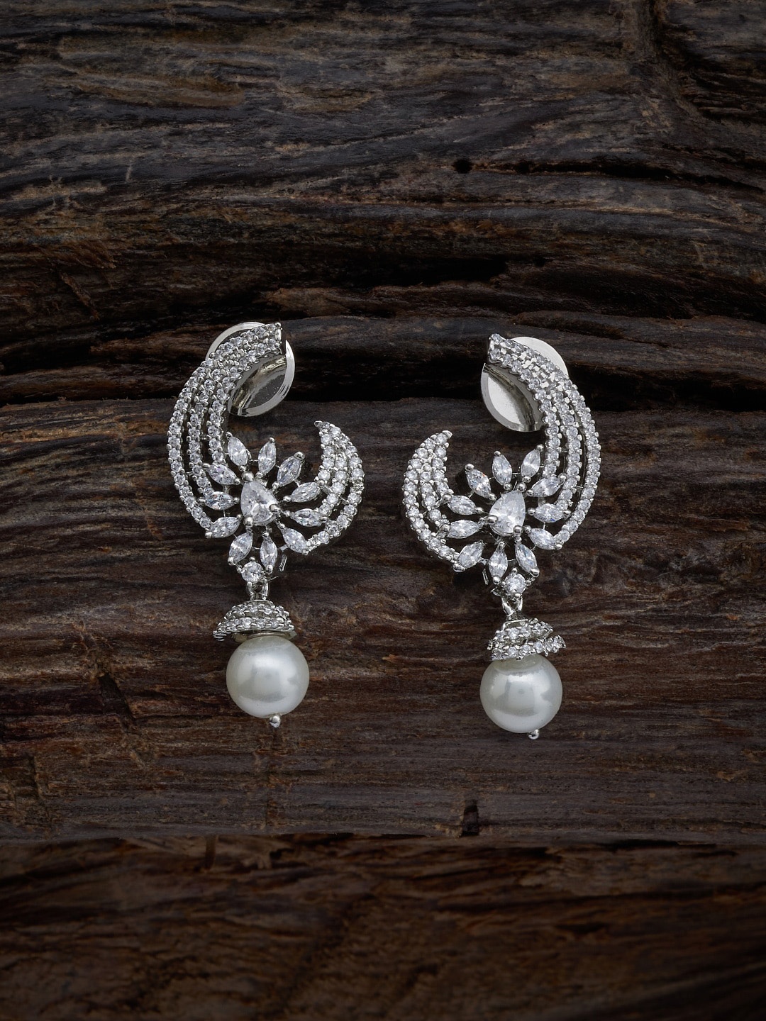 

Kushal's Fashion Jewellery Rhodium-Plated Contemporary Drop Earrings, Silver