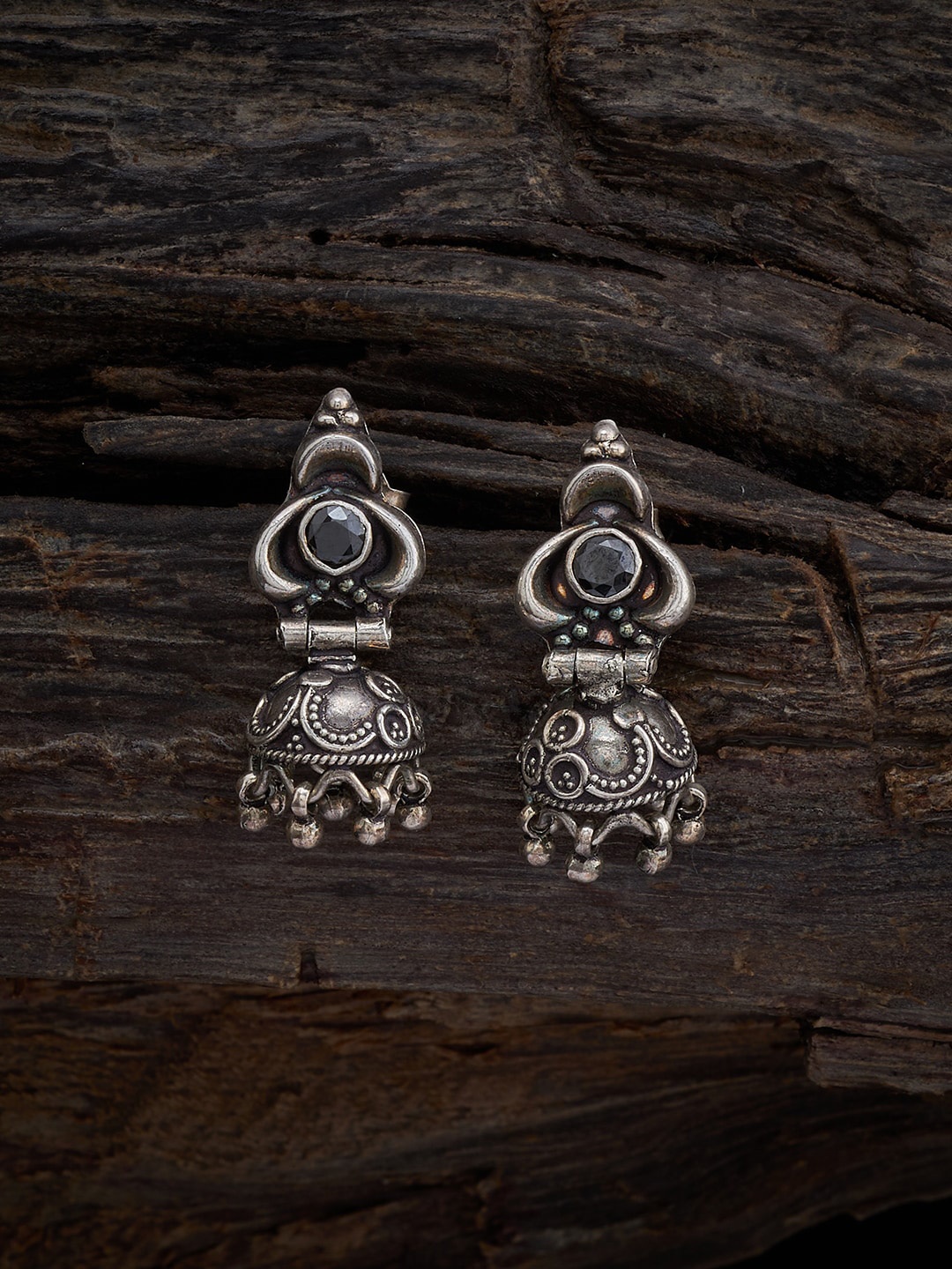 

Kushal's Fashion Jewellery 92.5 Sterling Silver Rhodium-Plated Cubic Zirconia Earrings, Black