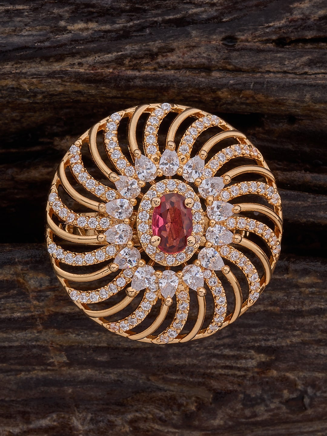 

Kushal's Fashion Jewellery Gold Plated Cubic Zirconia Studded Finger Ring