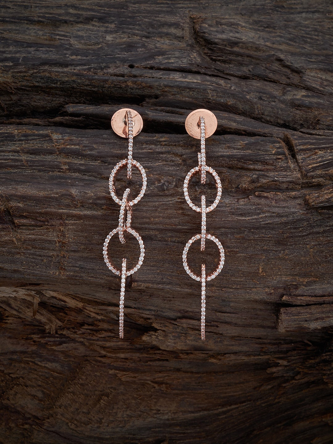 

Kushal's Fashion Jewellery Oval Rose Gold-Plated Cubic Zirconia Drop Earrings, White