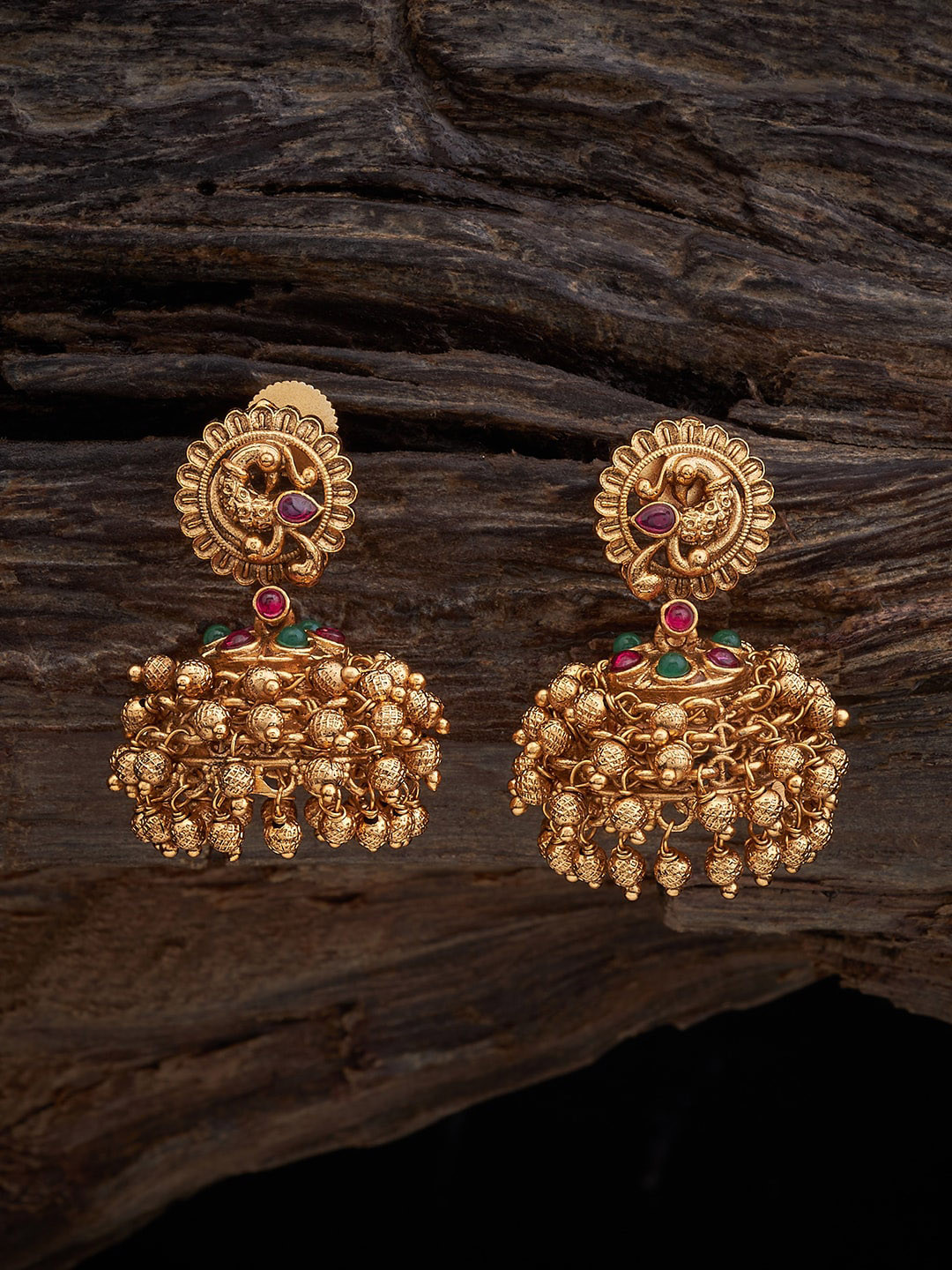 

Kushal's Fashion Jewellery Gold-Plated Dome Shaped Jhumkas Earrings