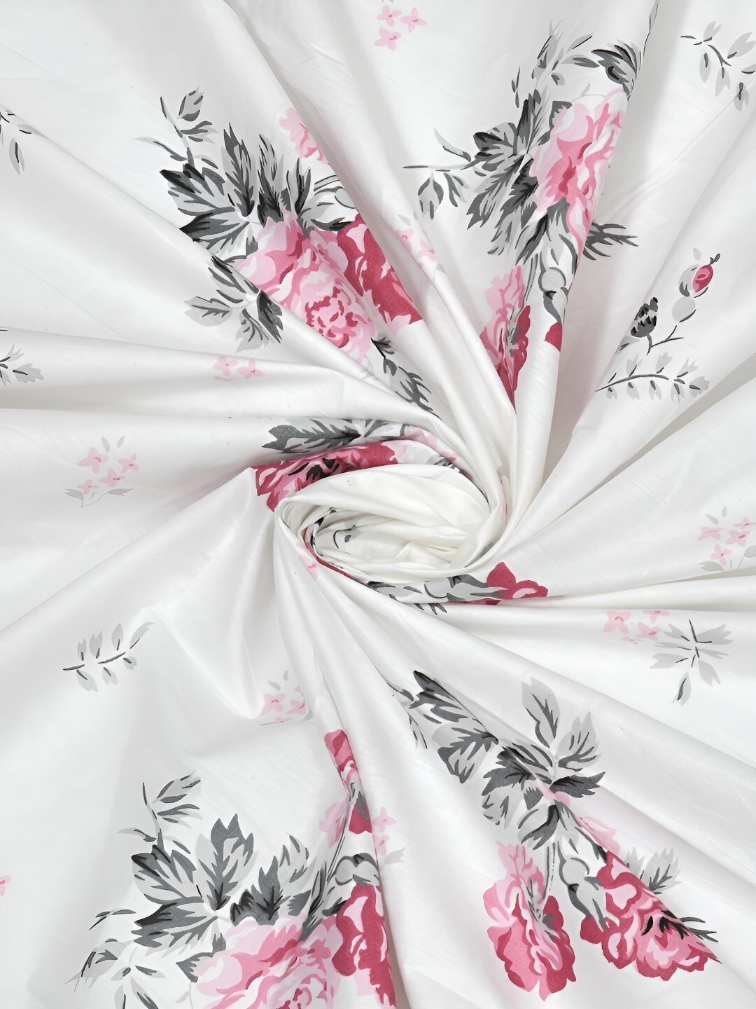 

EverHOME White & Pink Floral 160 TC Queen Bedsheet with 2 Pillow Covers