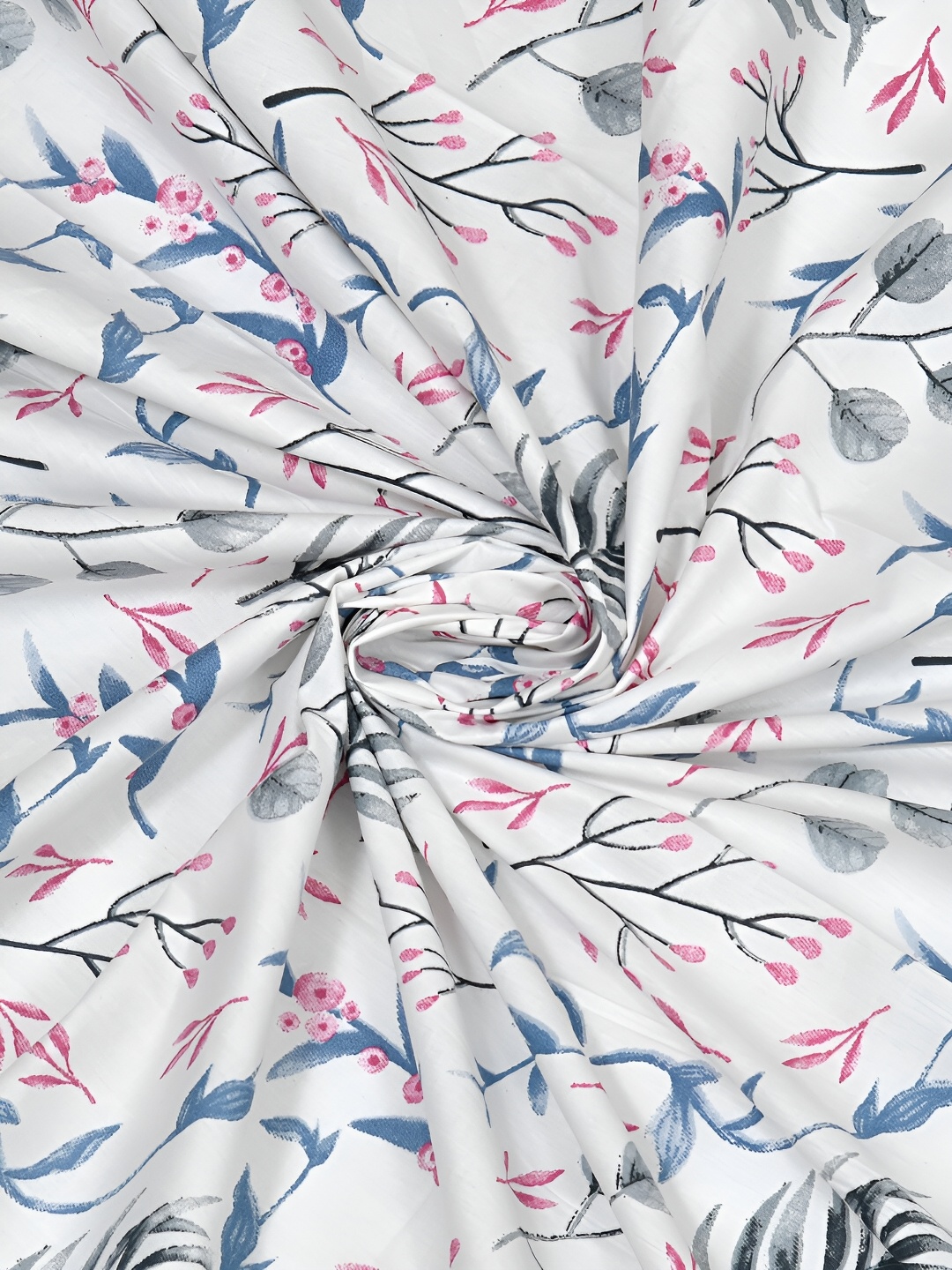 

EverHOME Grey & Blue Floral 160 TC Queen Bedsheet with 2 Pillow Covers