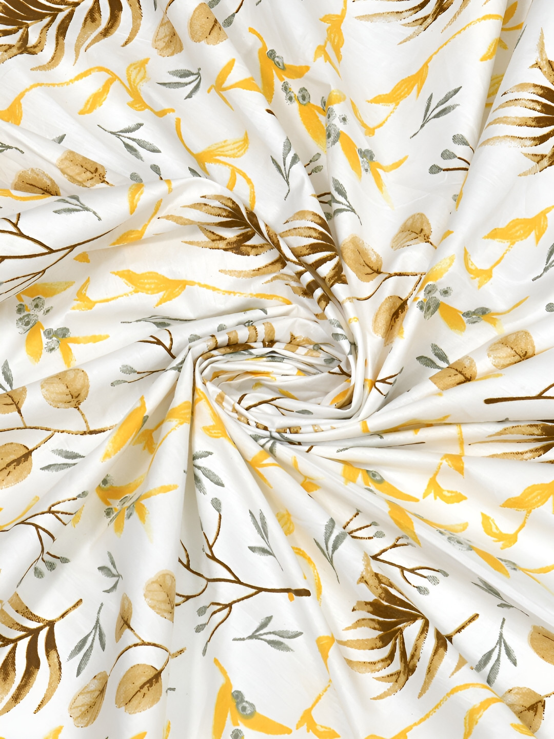 

EverHOME Yellow & Brown Floral 160 TC Queen Bedsheet with 2 Pillow Covers