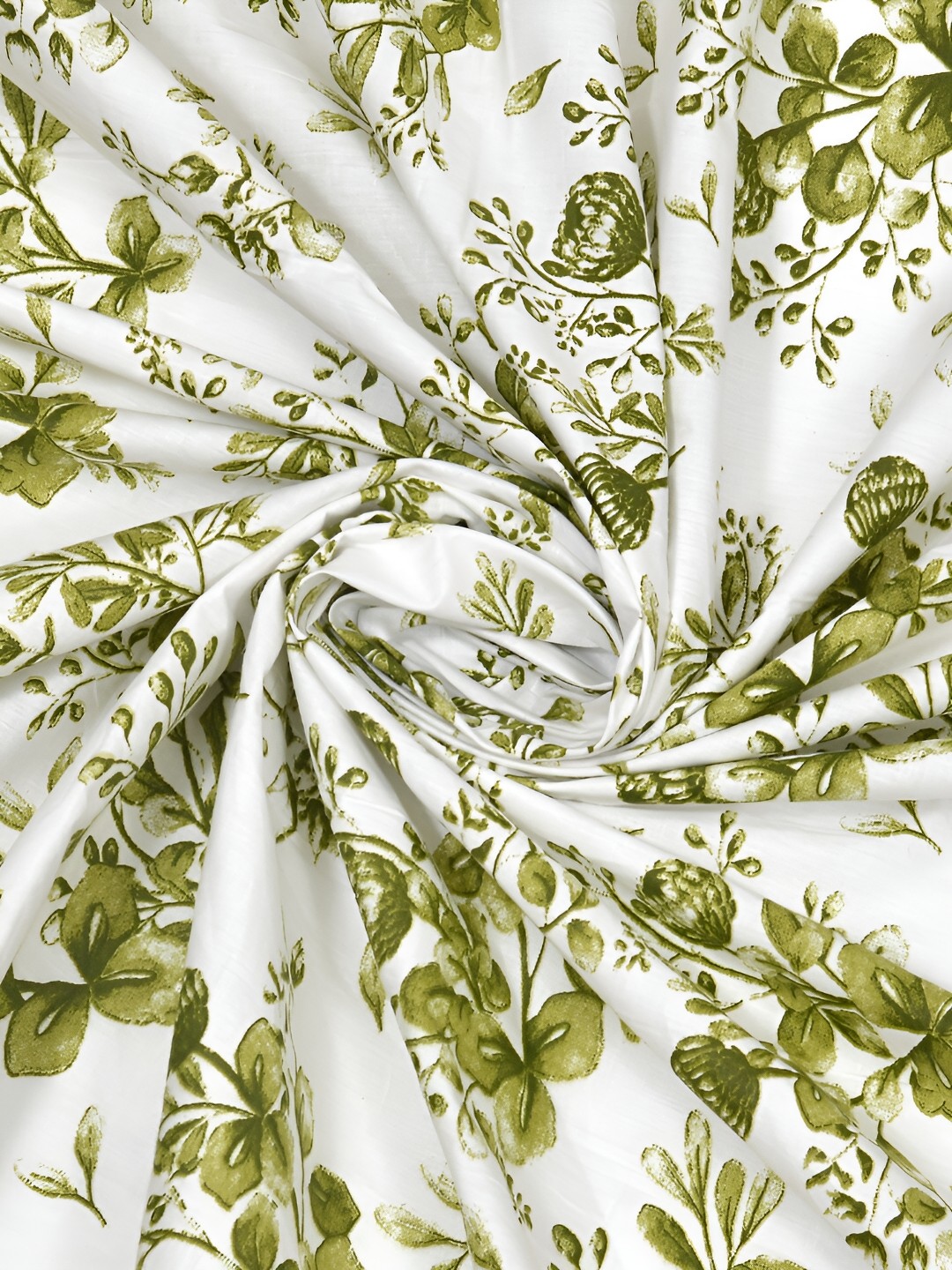 

EverHOME White & Green Floral 160 TC Queen Bedsheet with 2 Pillow Covers