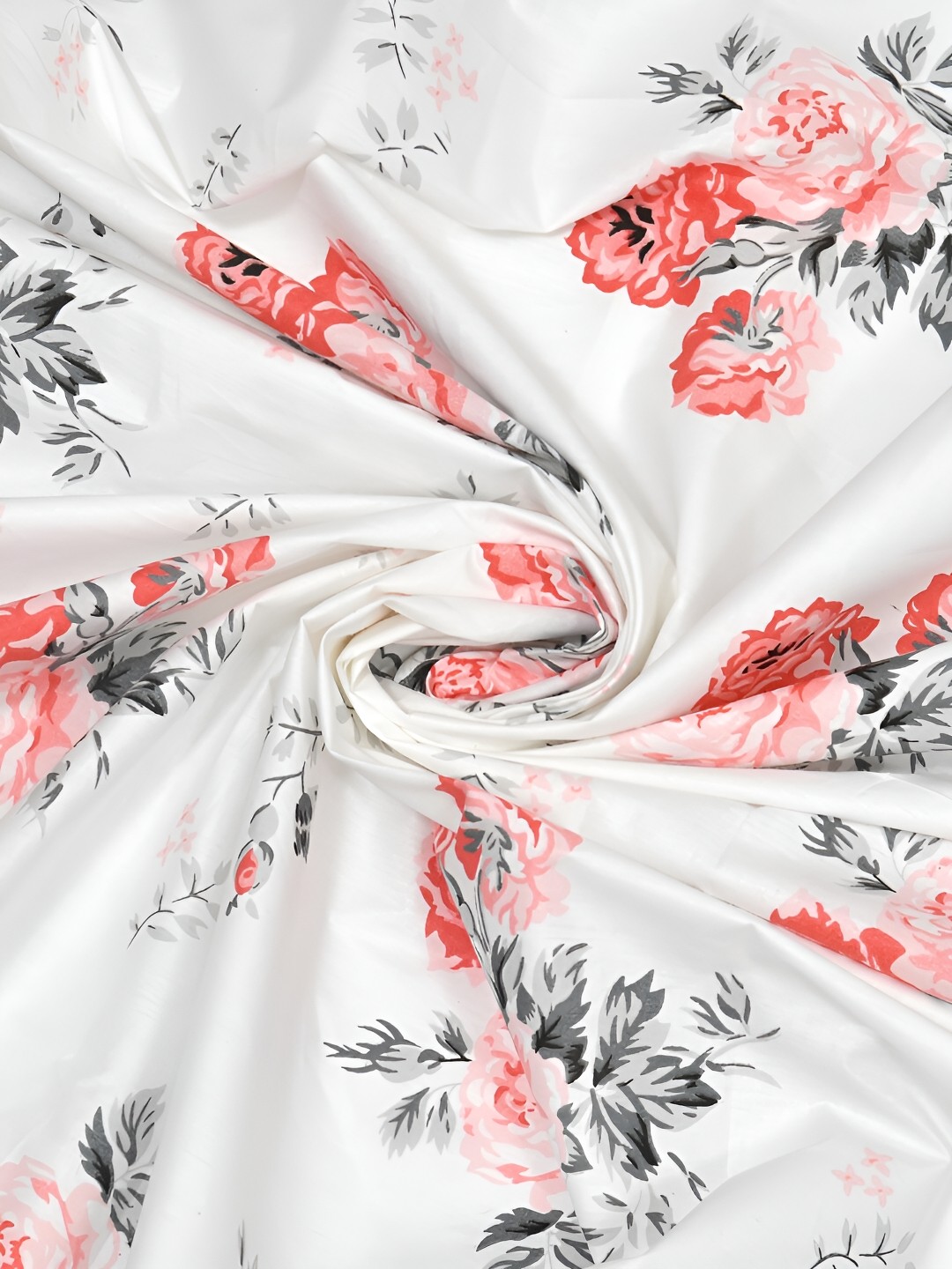 

EverHOME White & Red Floral 160 TC Queen Bedsheet with 2 Pillow Covers