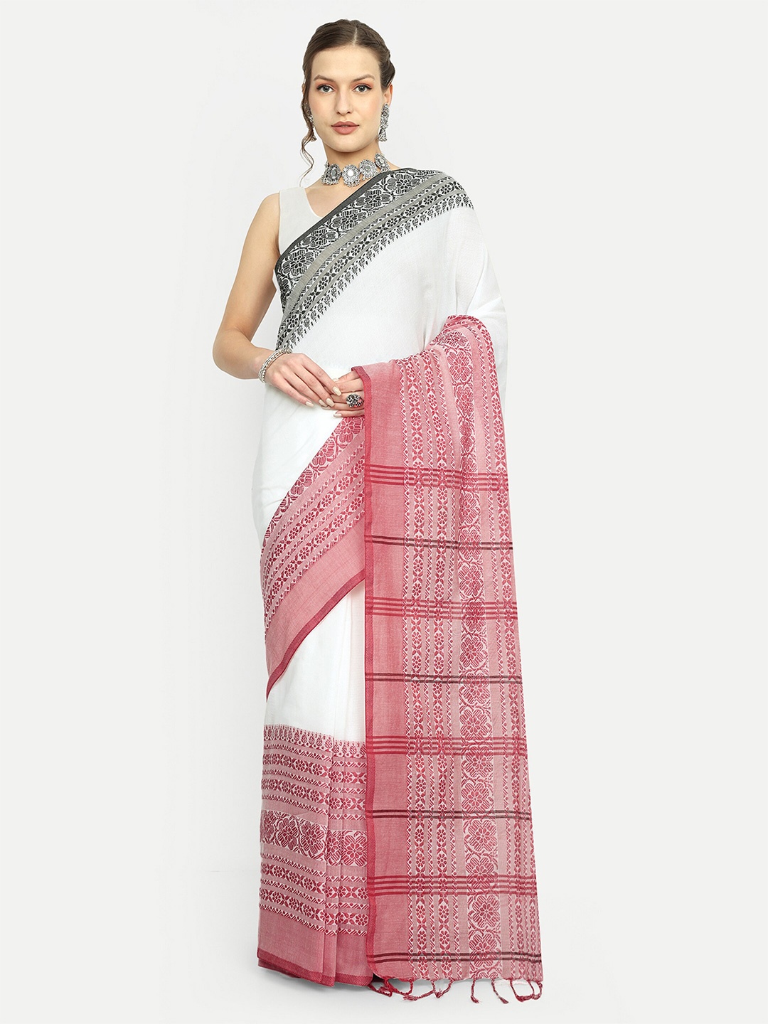 

SPRISH Woven Design Art Silk Taant Saree, White