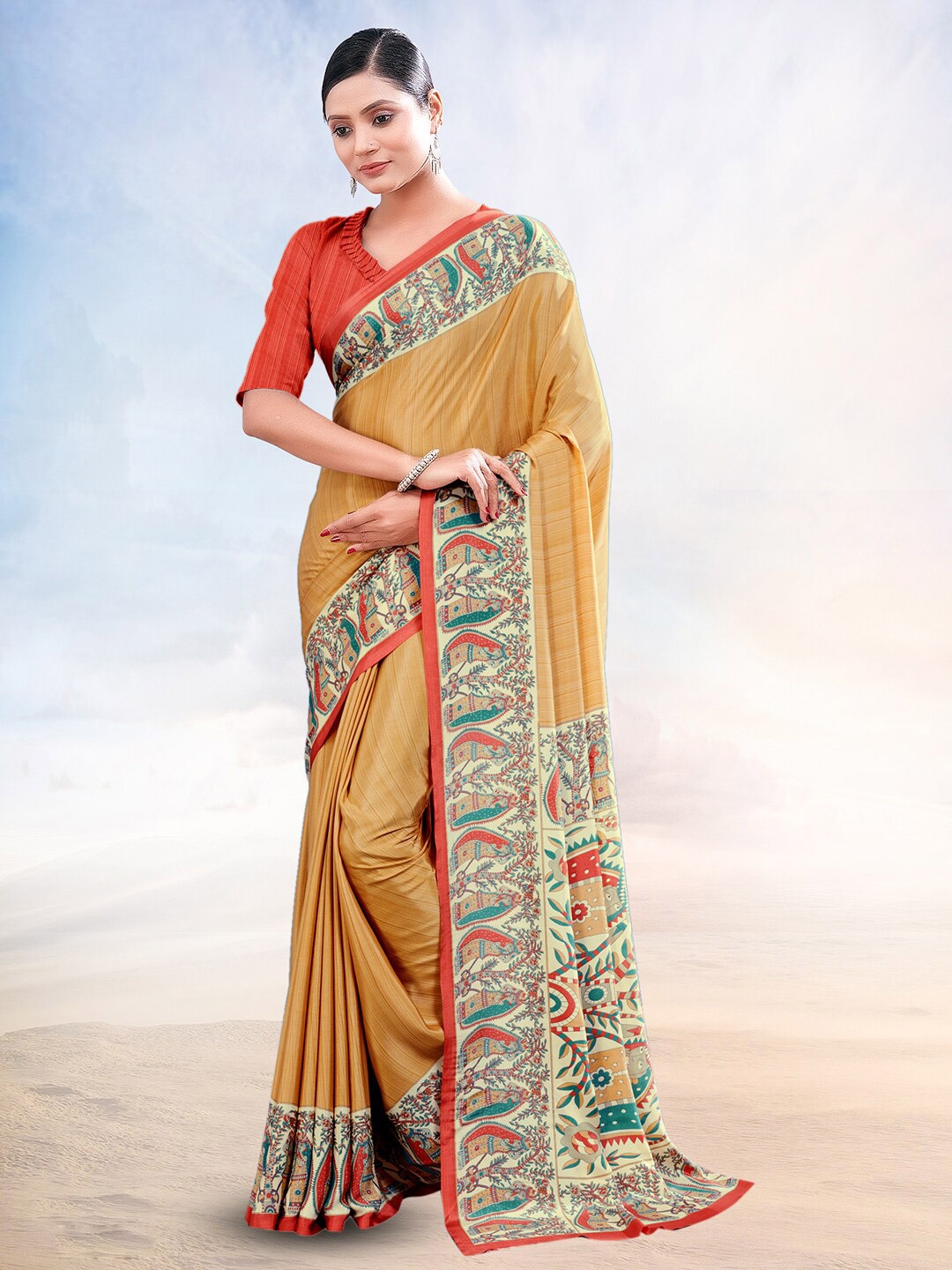 

Kasak Ethnic Motifs Printed Saree, Brown