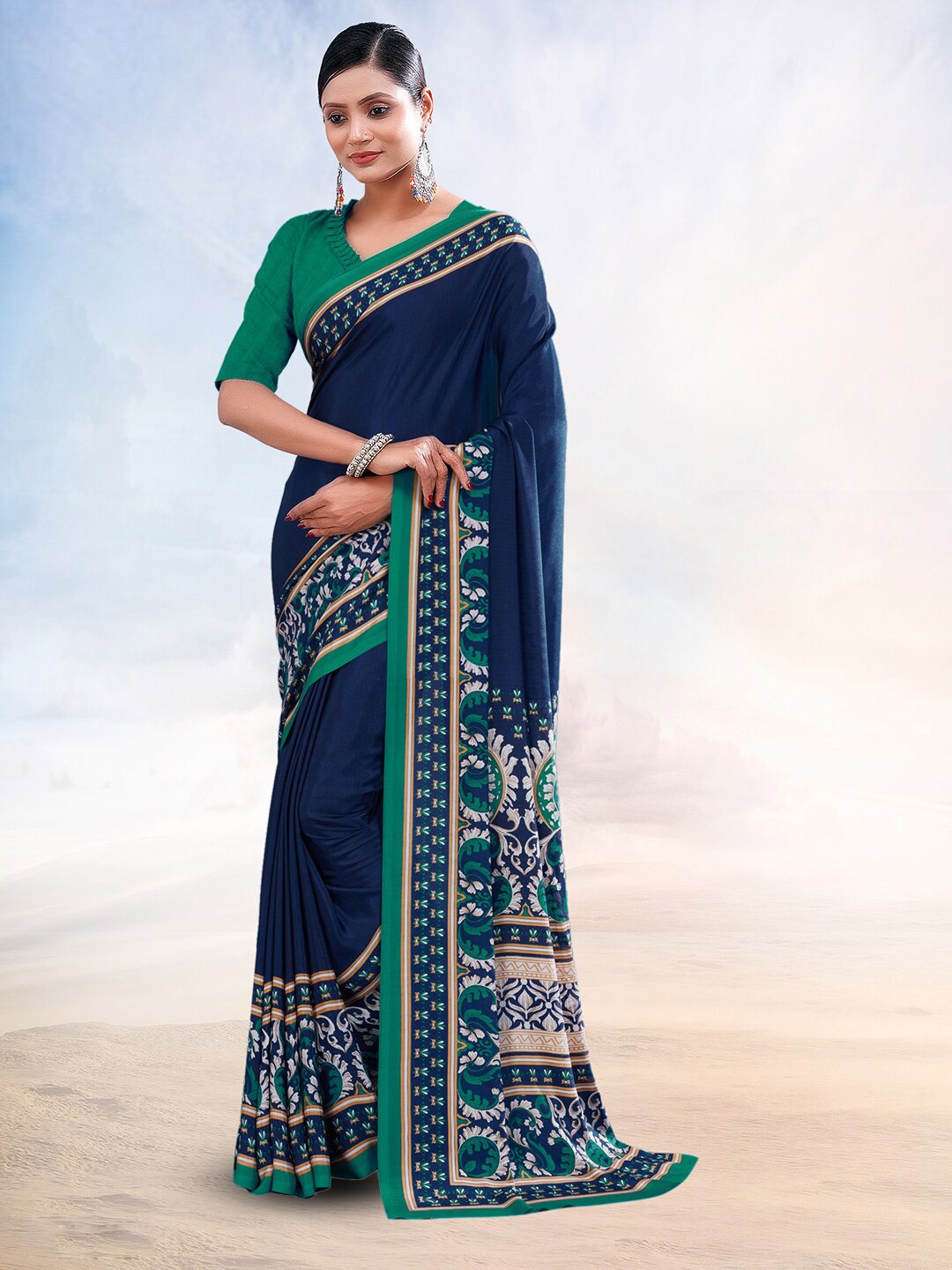 

Kasak Ethnic Motifs Printed Saree, Blue