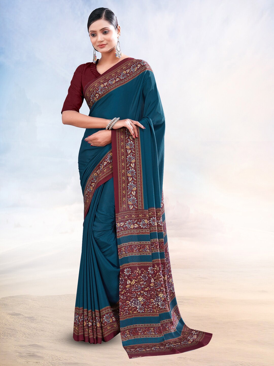 

Kasak Ethnic Motifs Printed Saree, Blue
