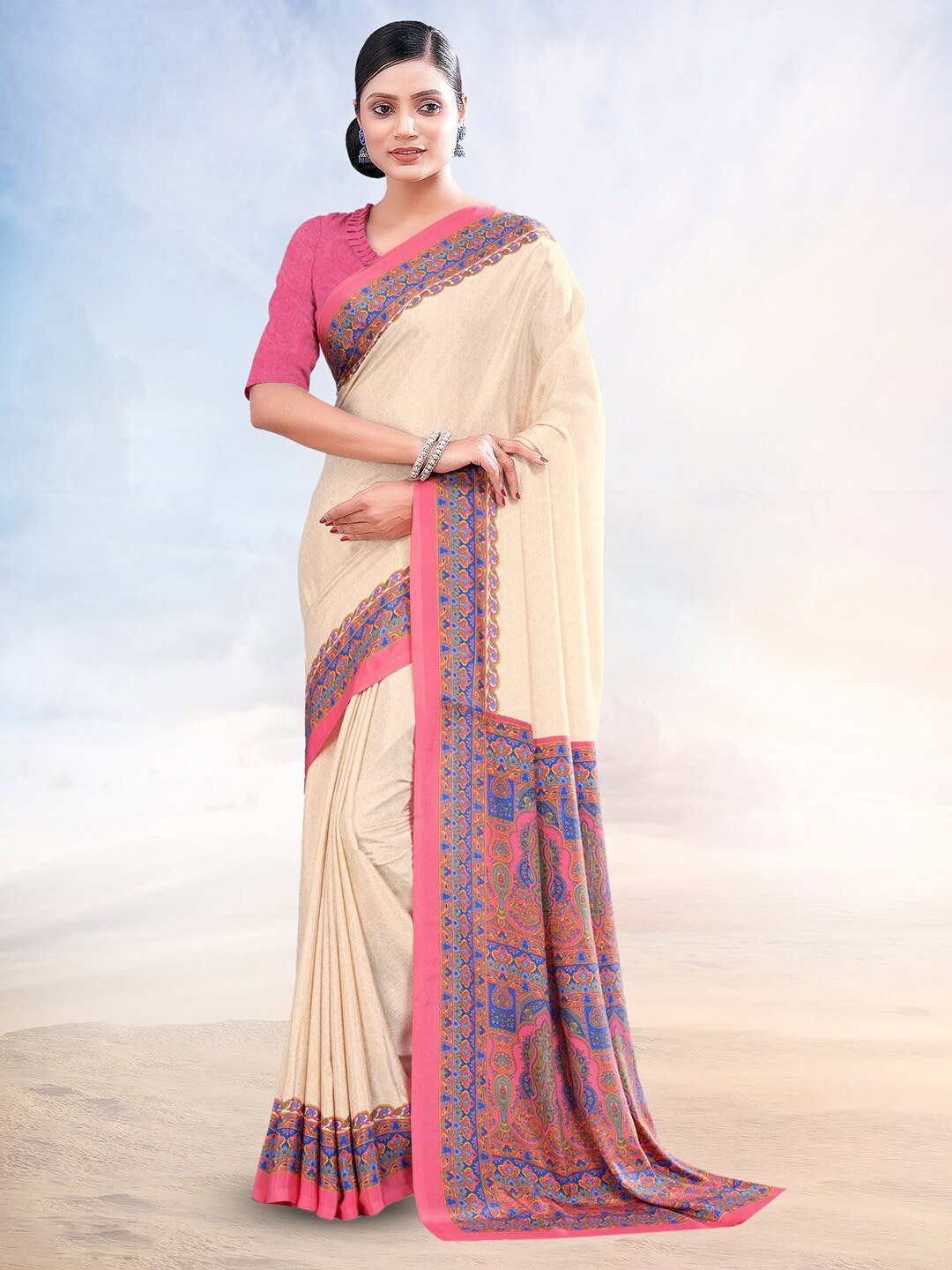 

Kasak Ethnic Motifs Printed Saree, Pink
