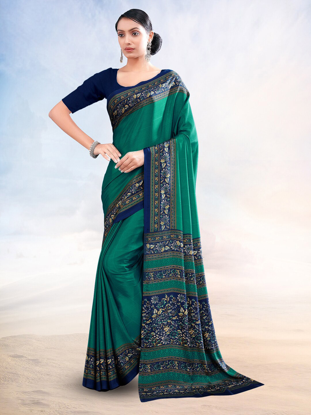 

Kasak Ethnic Motifs Printed Saree, Green
