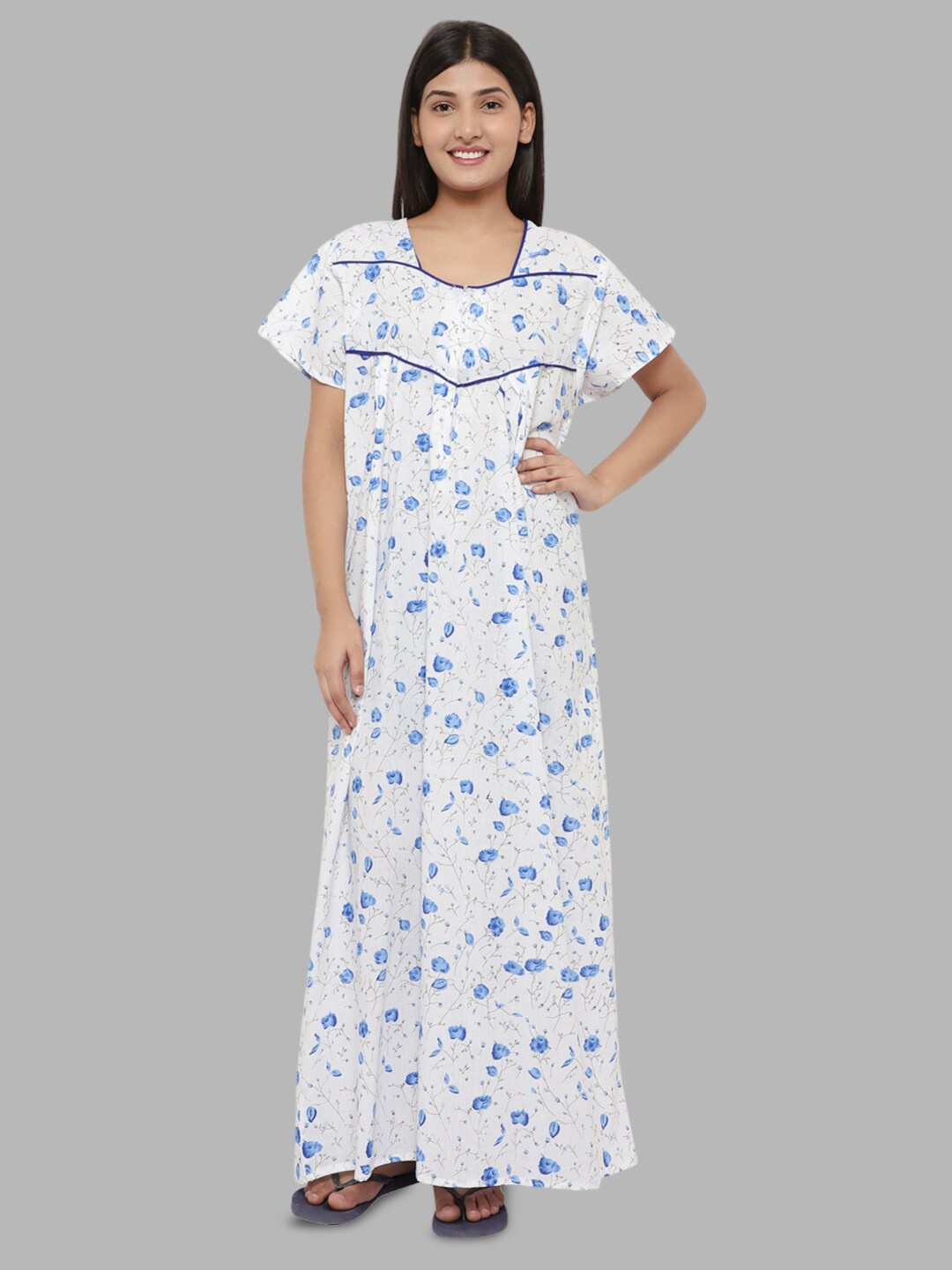 

PALIVAL Printed Pure Cotton Maxi Nightdress, Blue