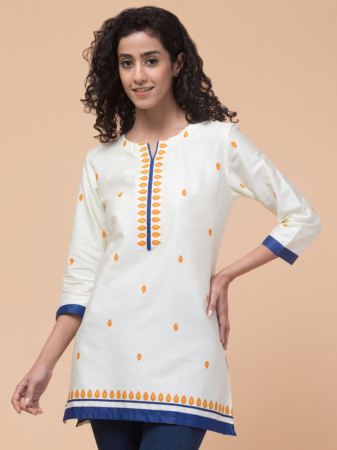 

Hive91 Printed Pure Cotton Kurti, Off white