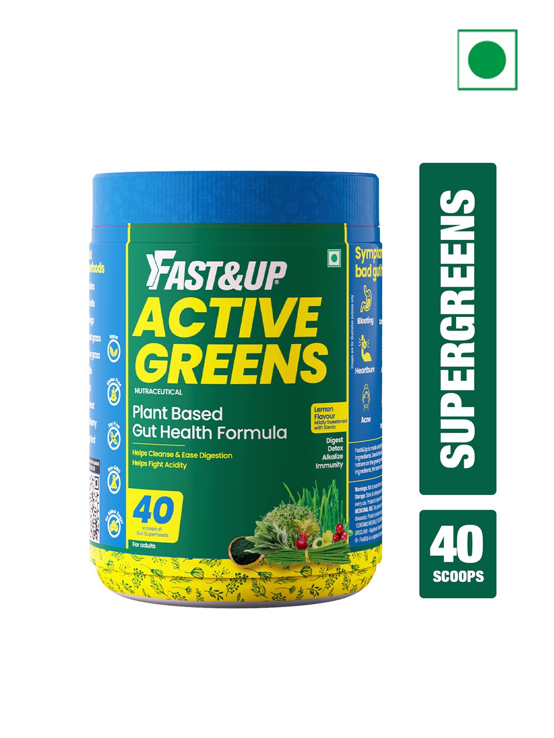 

FAST&UP Active Greens Powder With Detox & Digestion - 304g, White