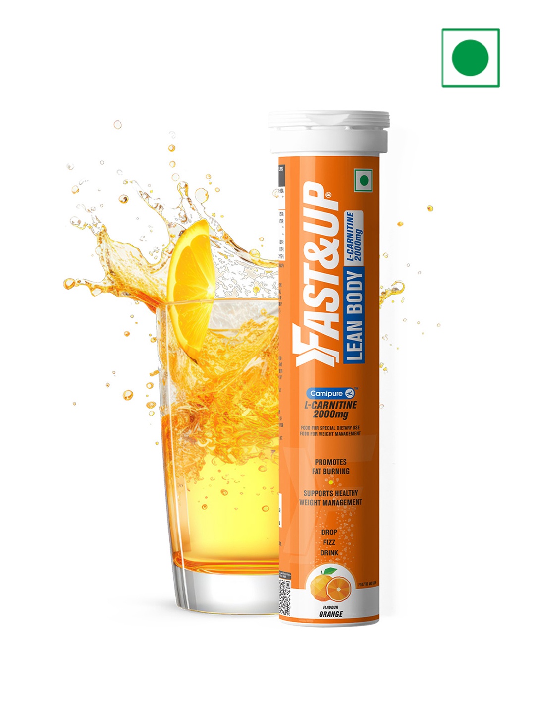 

FAST&UP L-Carnitine Tartrate 1000mg Tablets - 20 Tablets - Orange Flavor, White