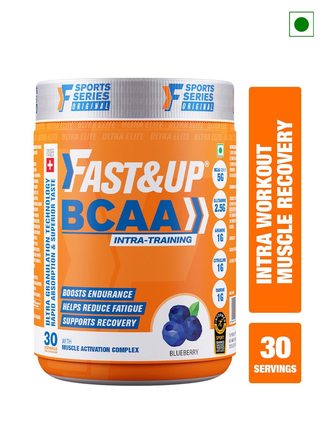 

FAST&UP BCAA Intra Training Powder For Muscle Recovery - 450g - Blueberry, Orange