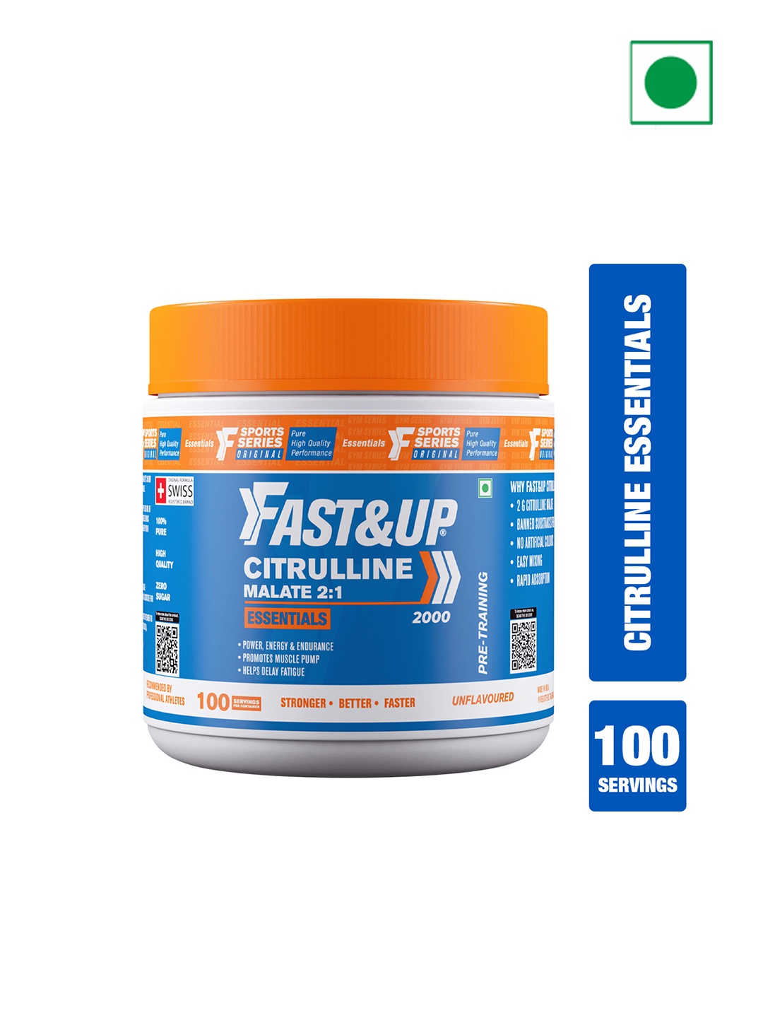 

FAST&UP Pre Training Citrulline Powder - 200g - Unflavored, Blue