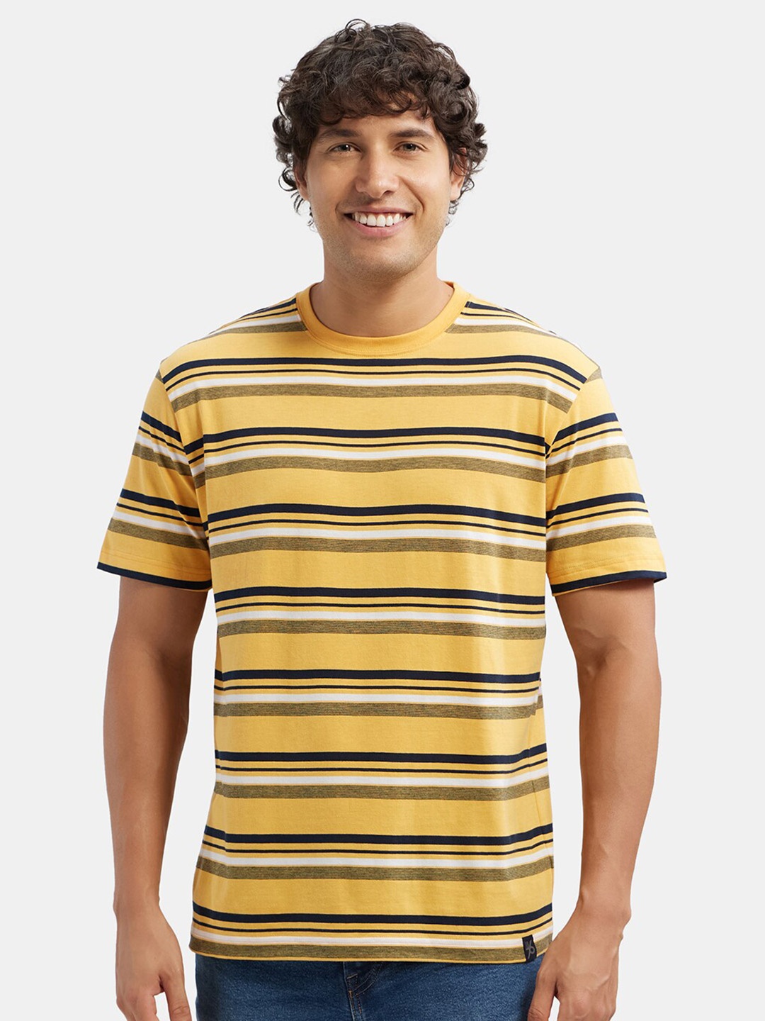 

Jockey Super Combed Cotton Rich Striped Round Neck Half Sleeve T-shirt-2715, Gold