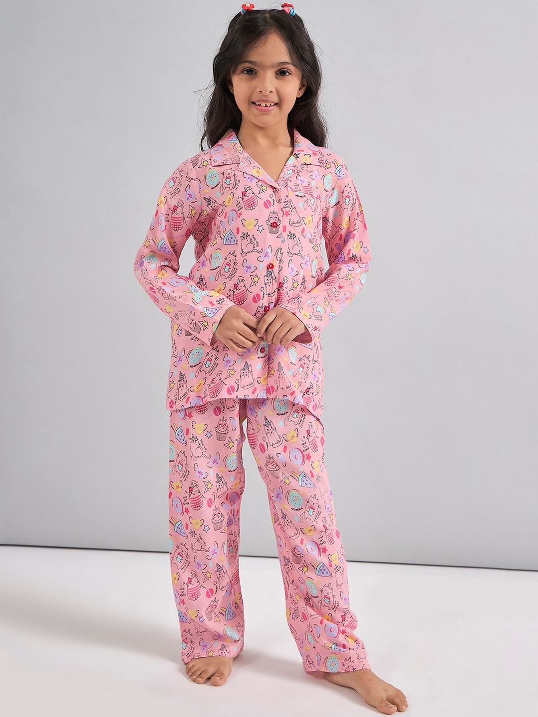 

Stylo Bug Girls Printed Night suit, Pink