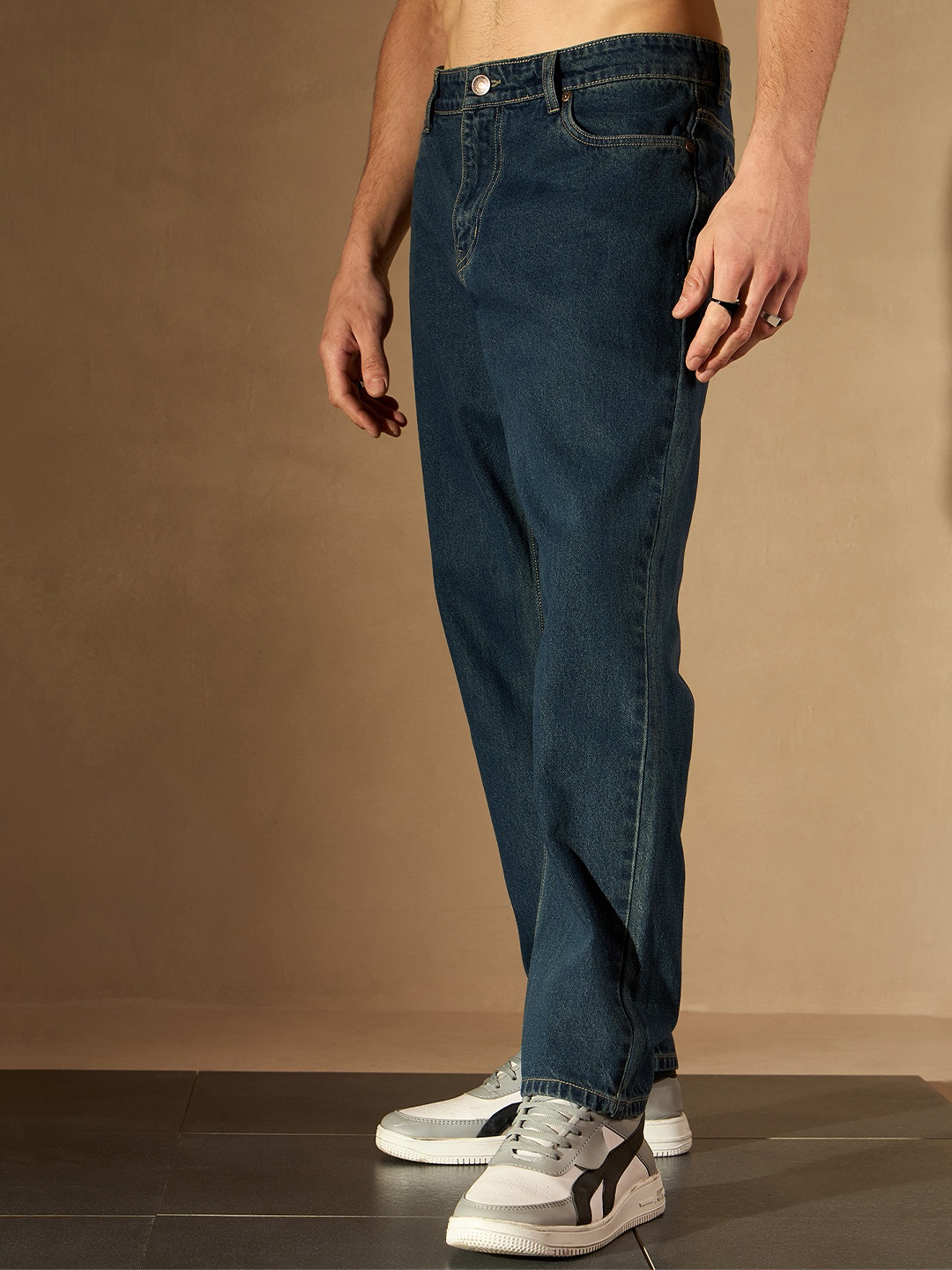 

DENNISON Men Smart Baggy Fit Clean Look Cotton Jeans, Blue