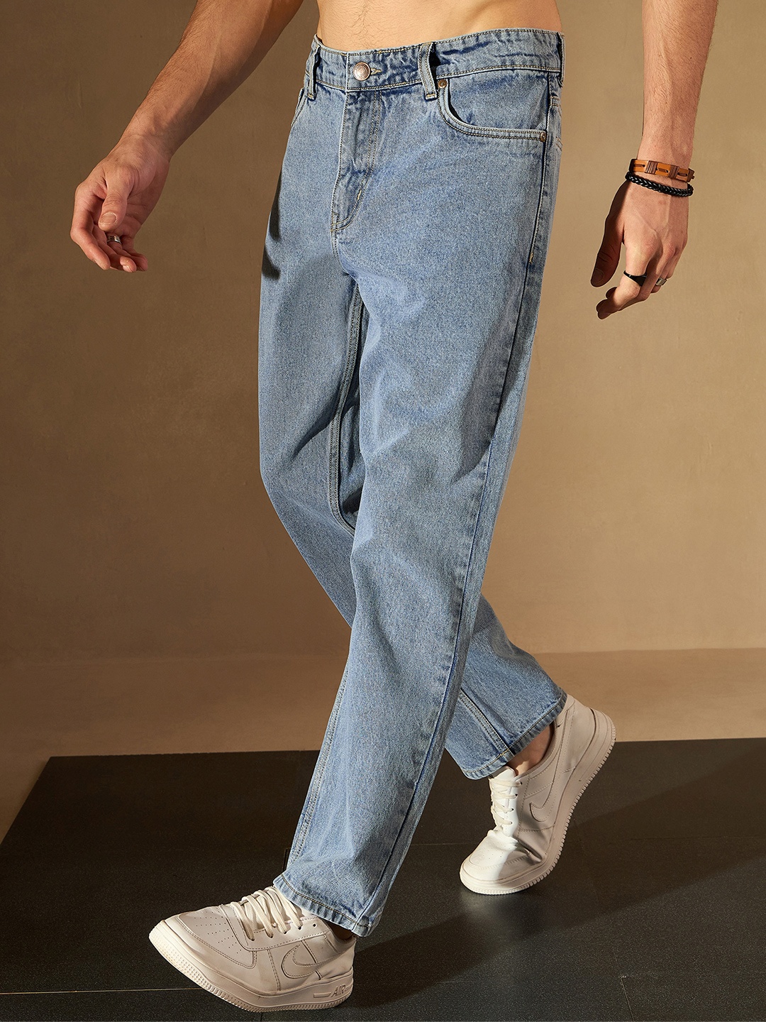 

DENNISON Men Smart Baggy Fit Clean Look Cotton Jeans, Blue