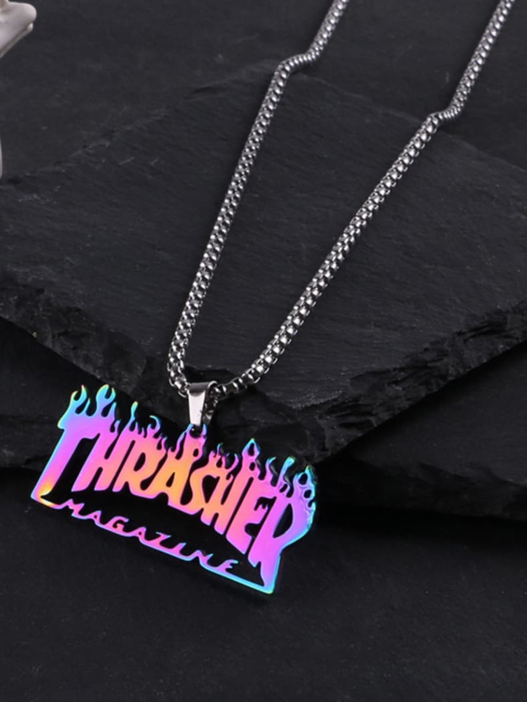 

SALTY Men Stainless Steel Pendant with Chains, Silver