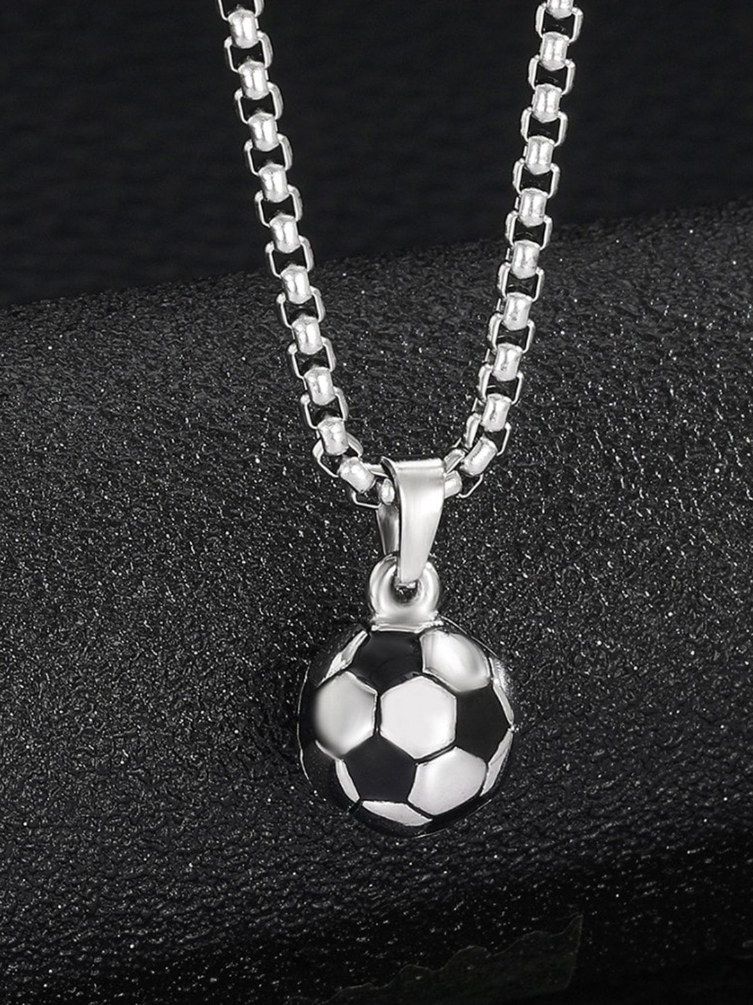

SALTY Men Stainless Steel Circular Pendants with Chains, Silver