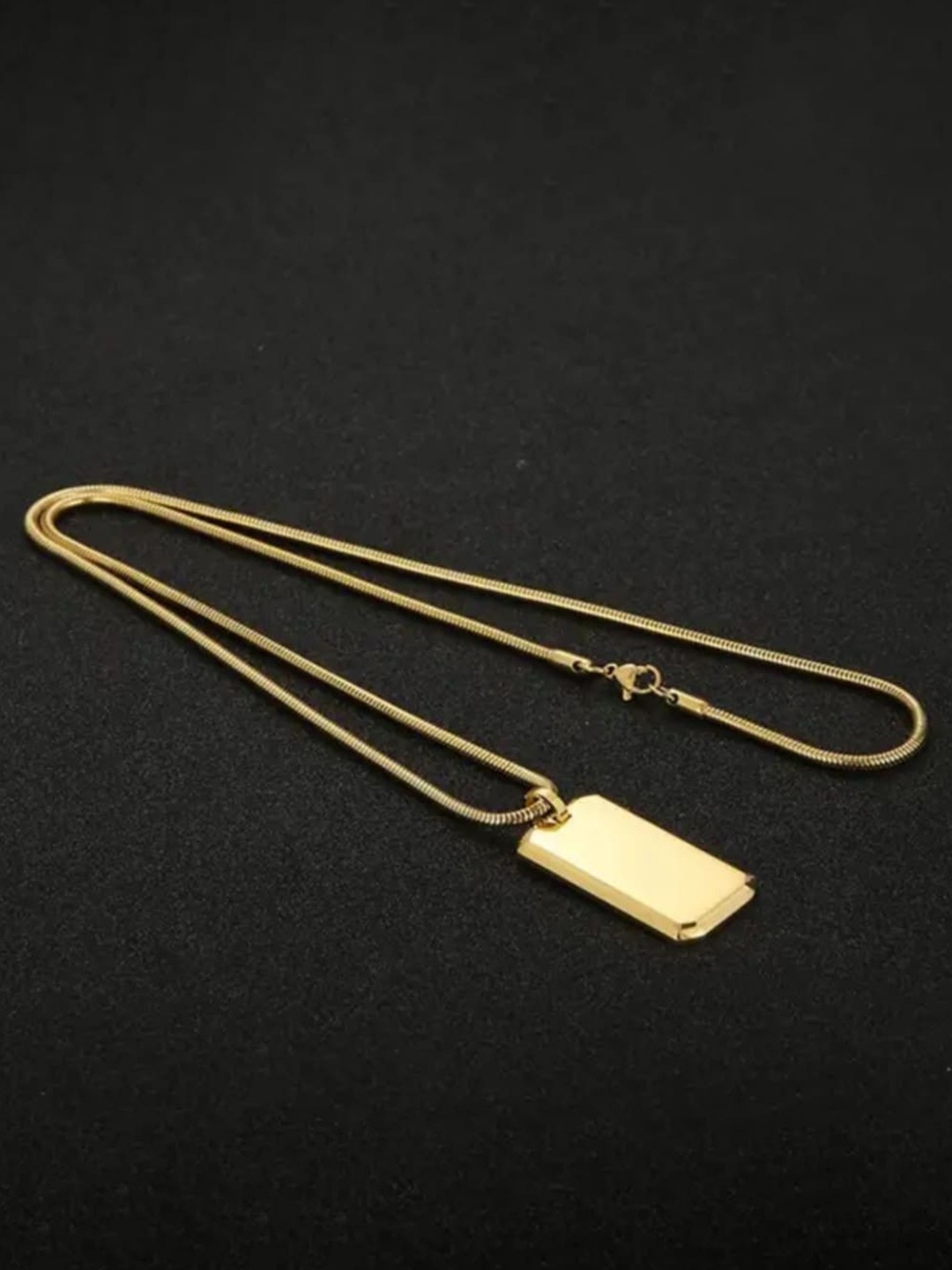 

SALTY Men Stainless Steel Square Pendants with Chains, Gold