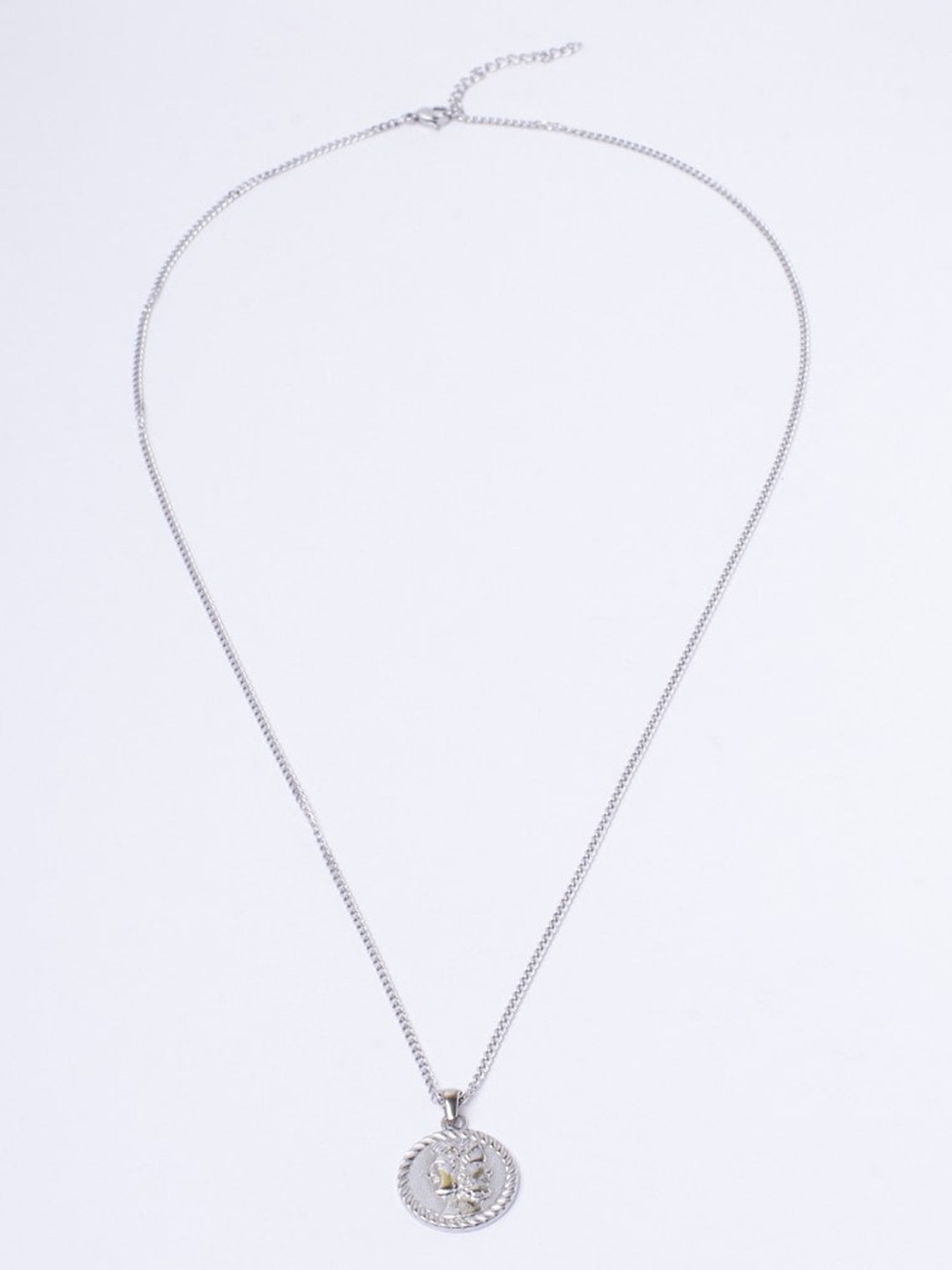 

SALTY Silver-Plated Circular Pendant With Chain