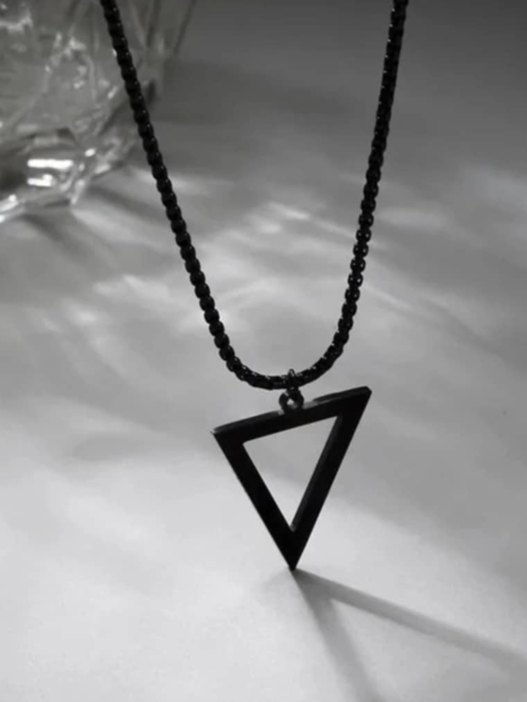 

SALTY Men Stainless Steel Geometric Pendant with Chain, Silver