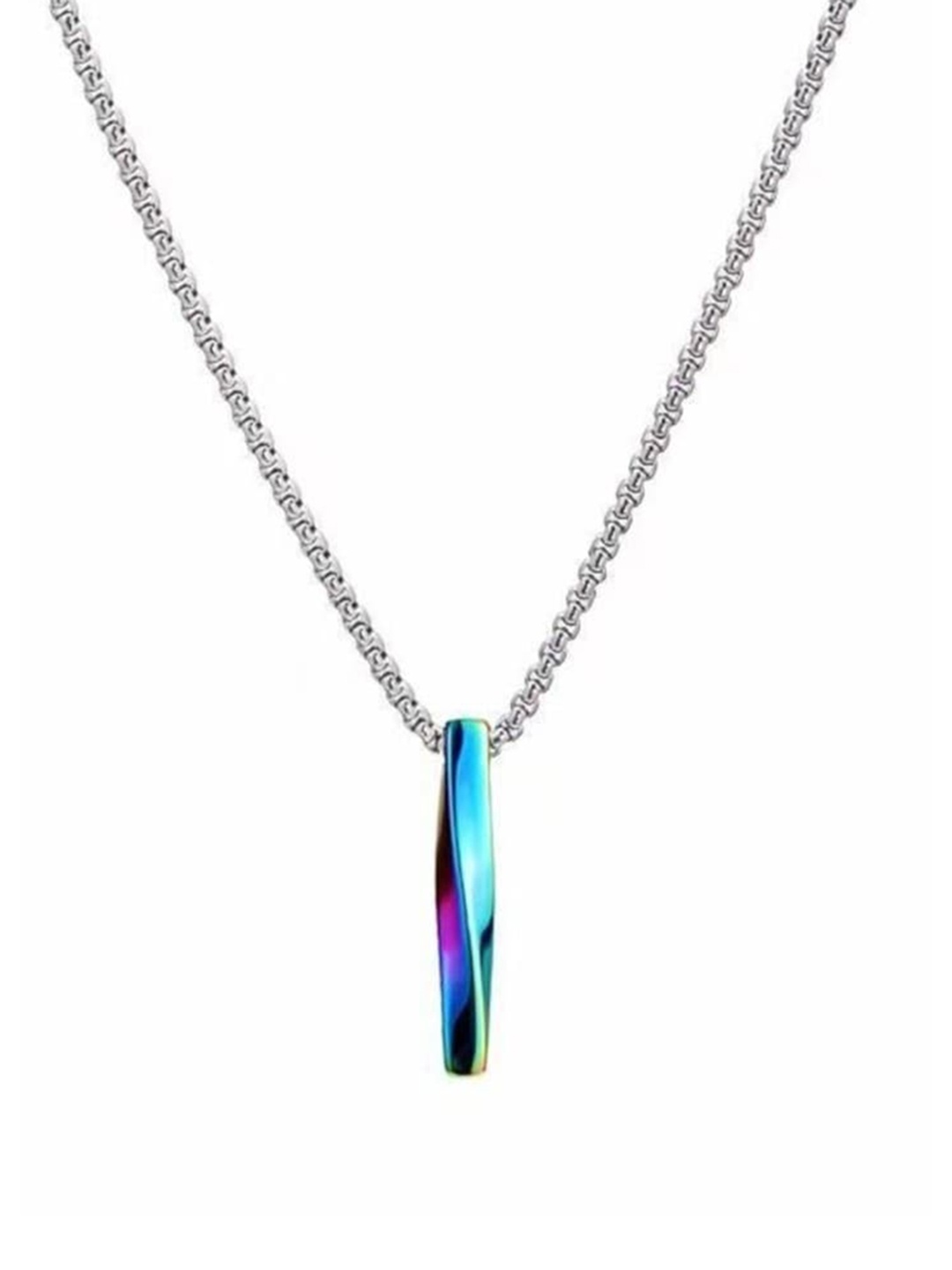 

SALTY Stainless Steel Geometric Pendant With Chain, Silver