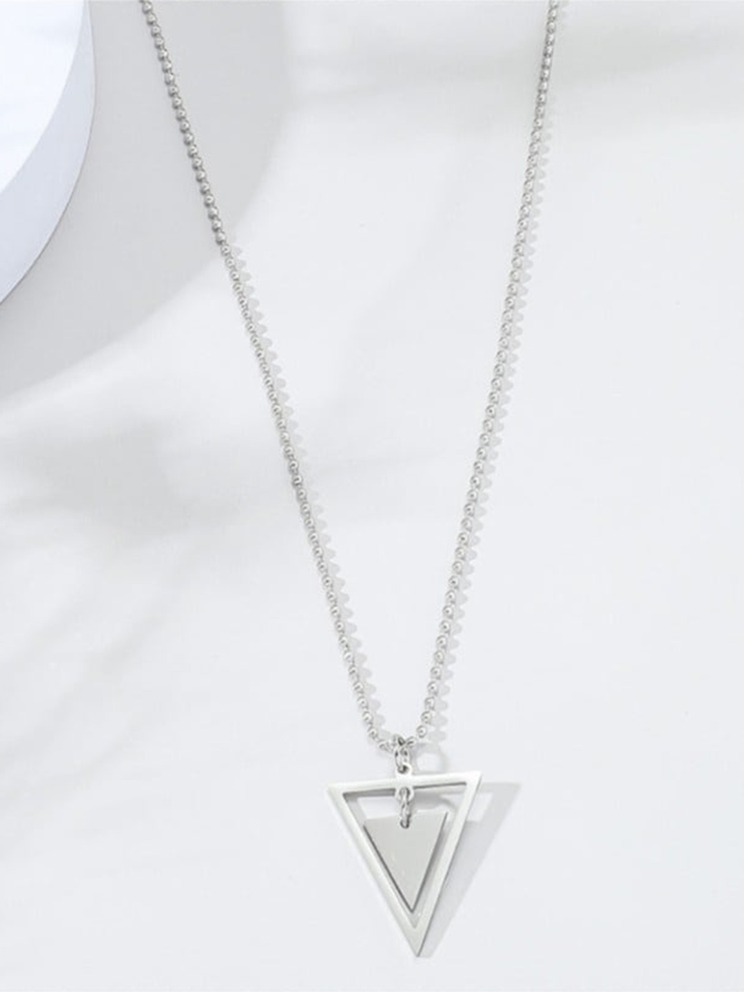 

SALTY Men Triangular Pendants With Chains, Silver