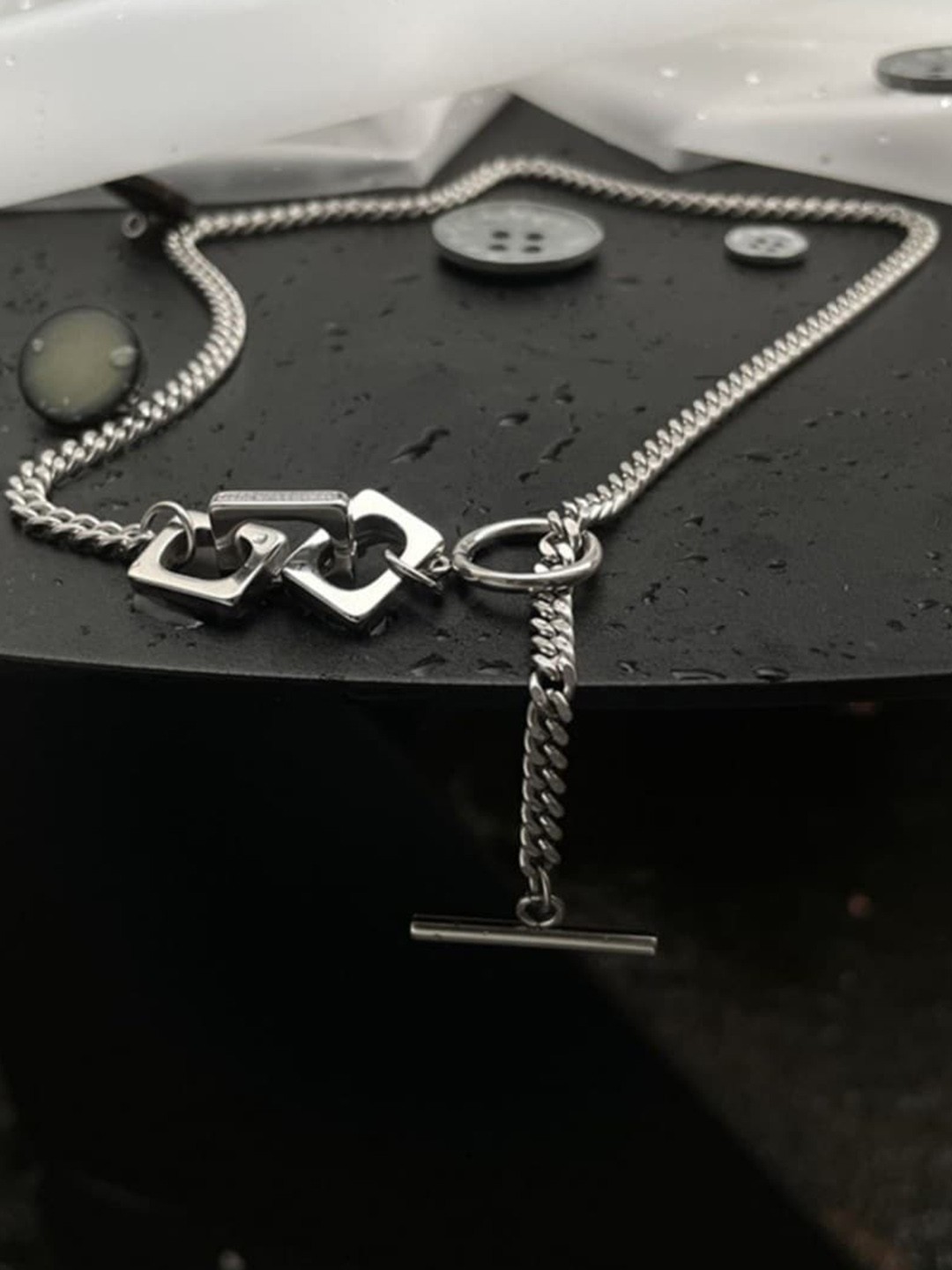 

SALTY Men Stainless Steel Pendant with Chain, Silver