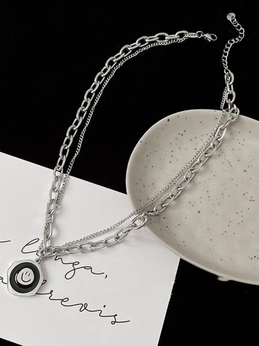 

SALTY Stainless Steel Contemporary Pendant With Chain, Silver