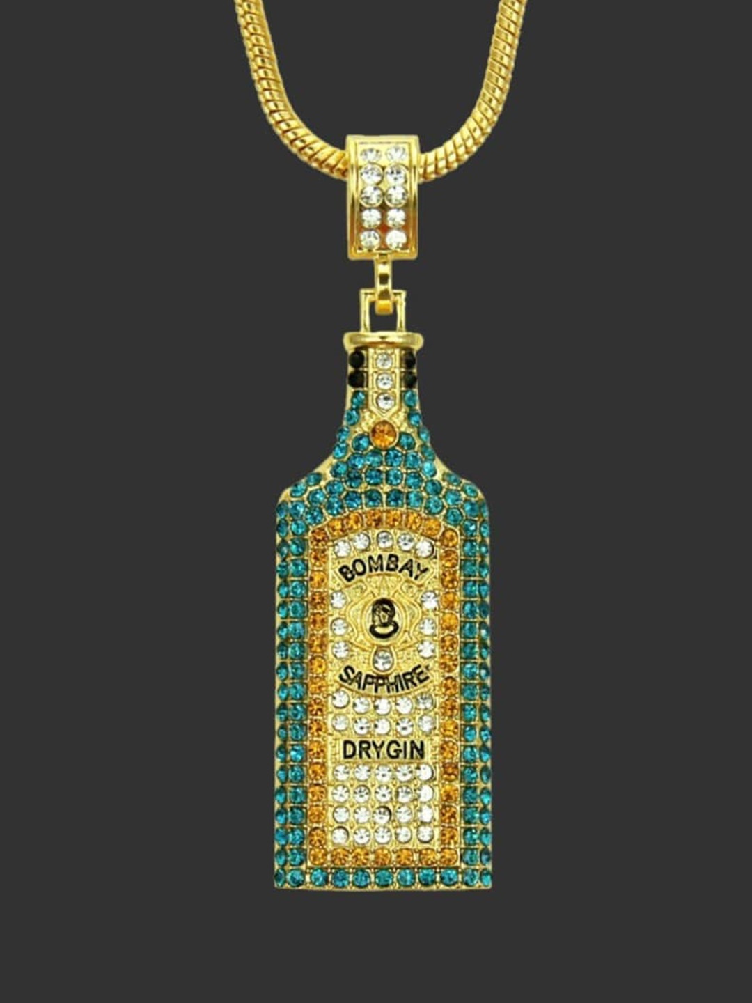

SALTY Men Stainless Steel Geometric Pendants with Chains, Gold