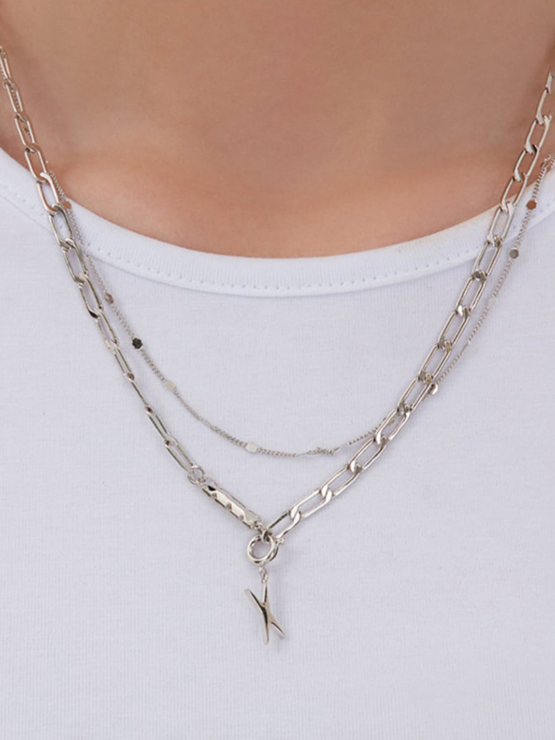 

SALTY Modern Stack Neck Chain for Men & Boys, Silver
