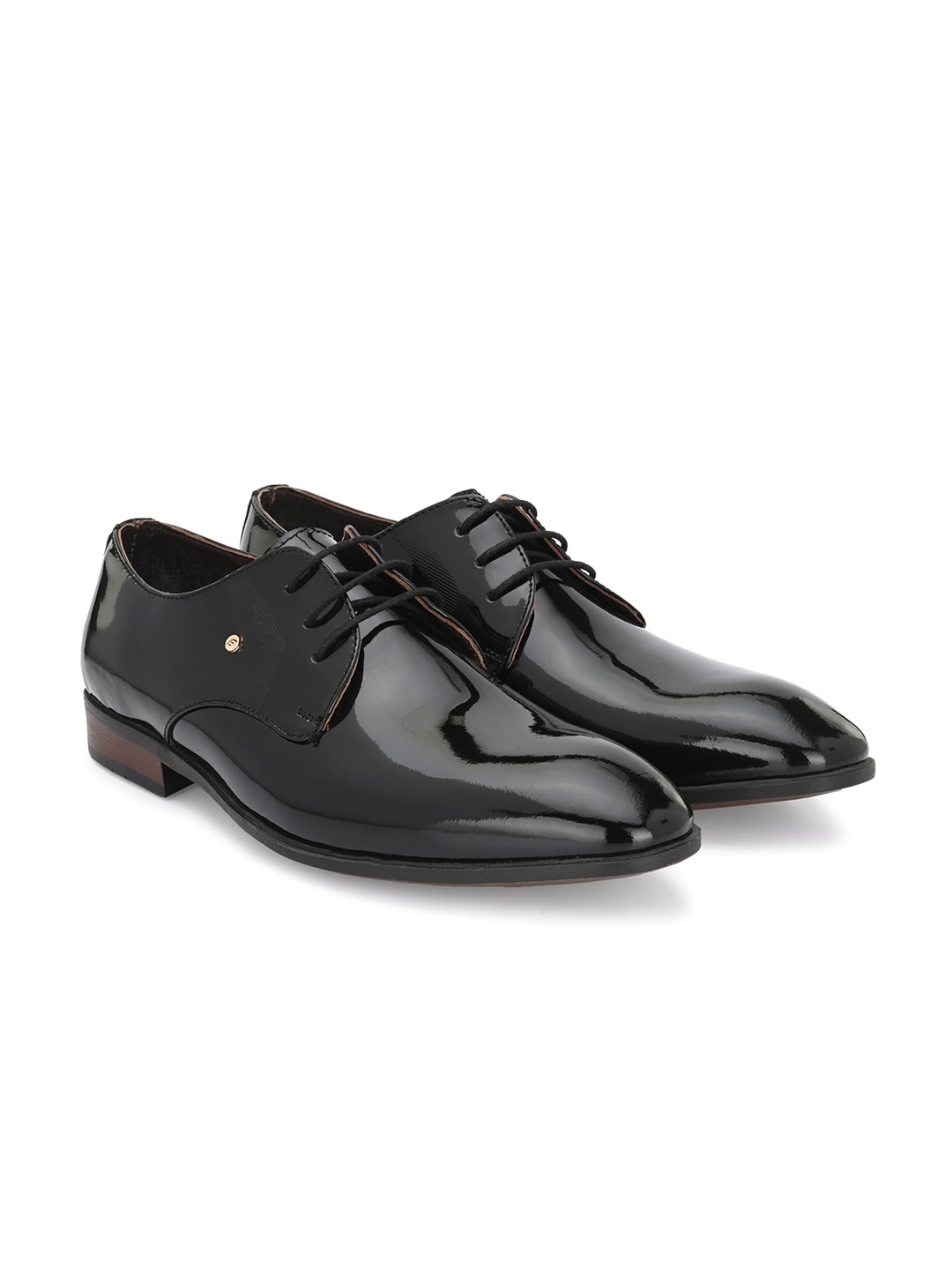 

Egoss Men Round Toe Leather Formal Derbys Shoes, Black