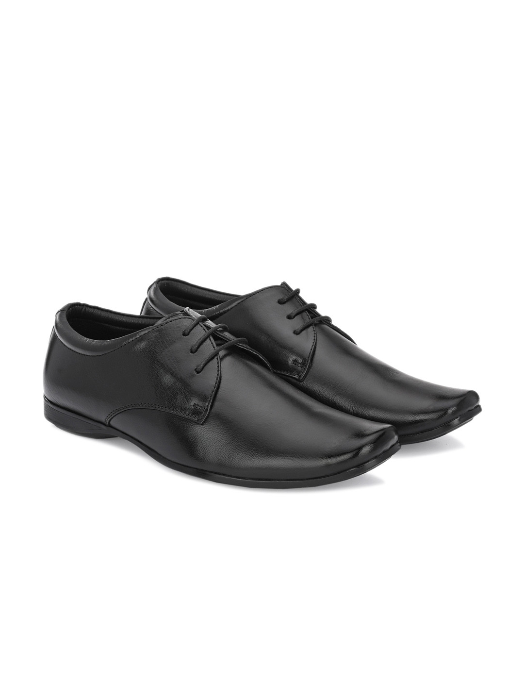 

Egoss Men Round Toe Leather Formal Derbys Shoes, Black