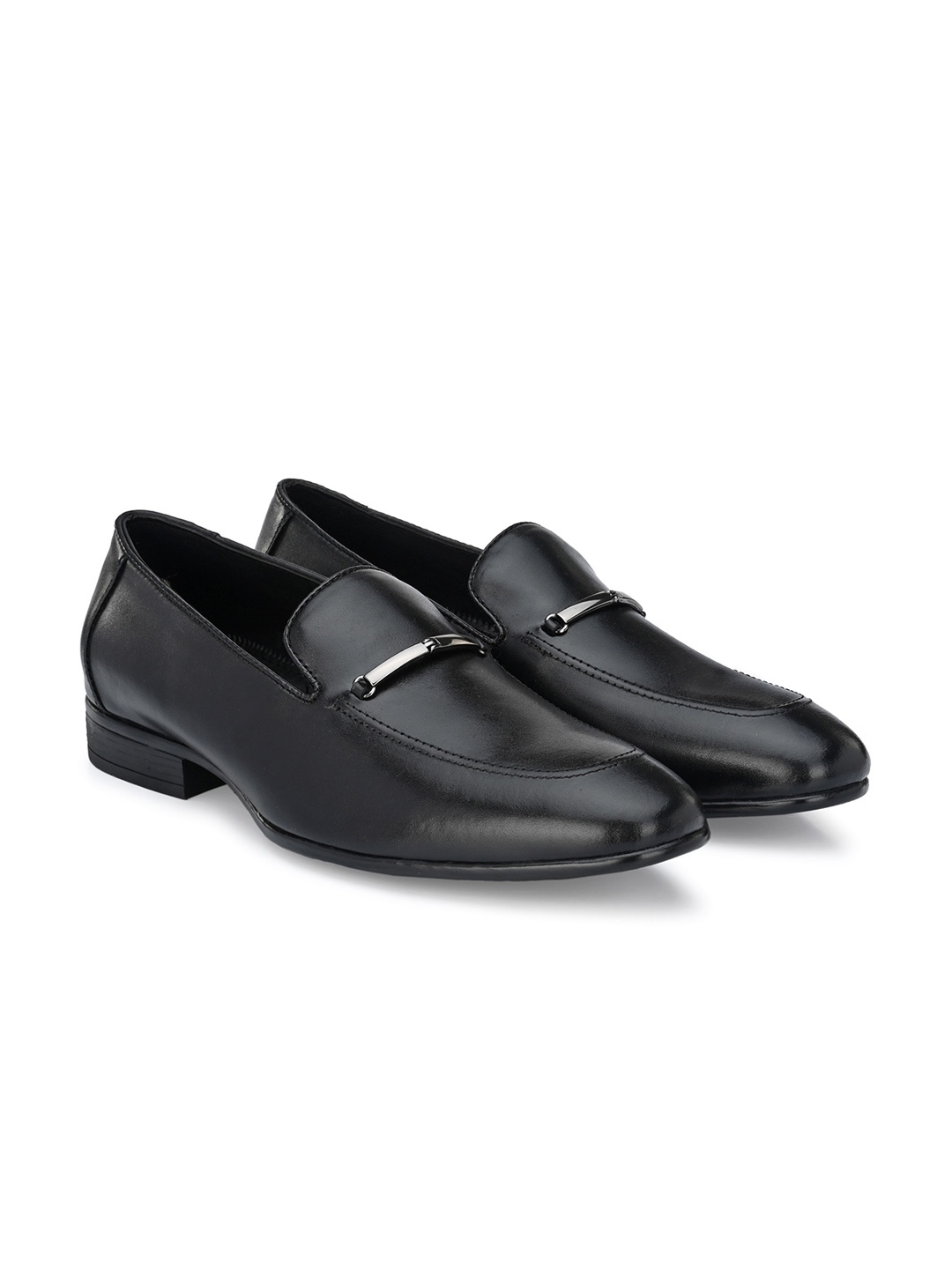 

Egoss Men Round Toe Leather Formal Loafers, Black