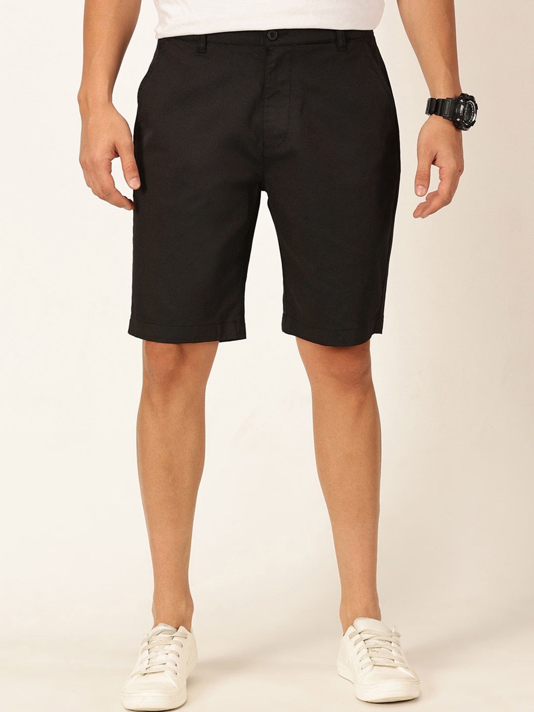 

Provogue Men Slim Fit Mid-Rise Chino Shorts, Black